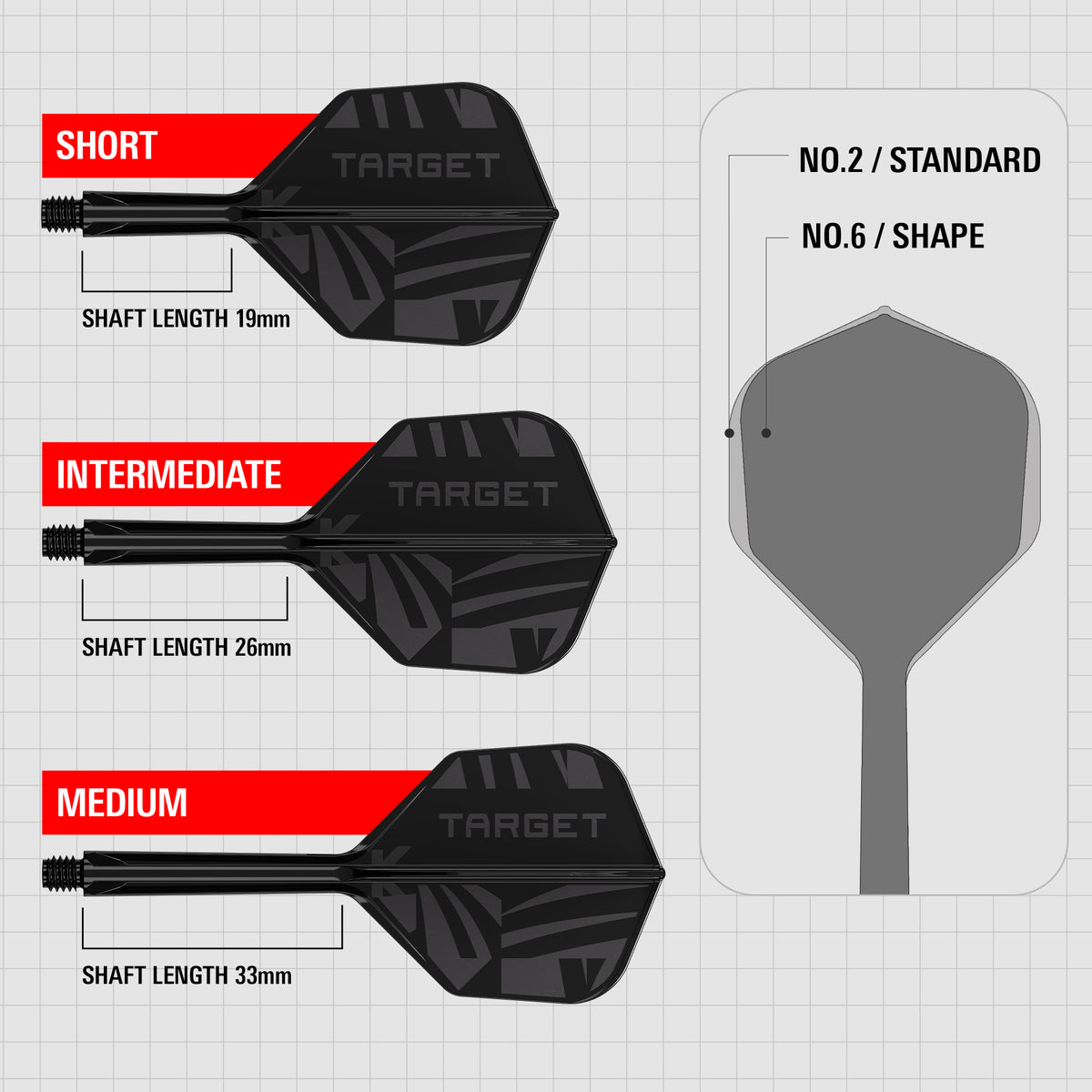 Target K-Flex - Black Print - No6 Shape - Flight & Shaft System