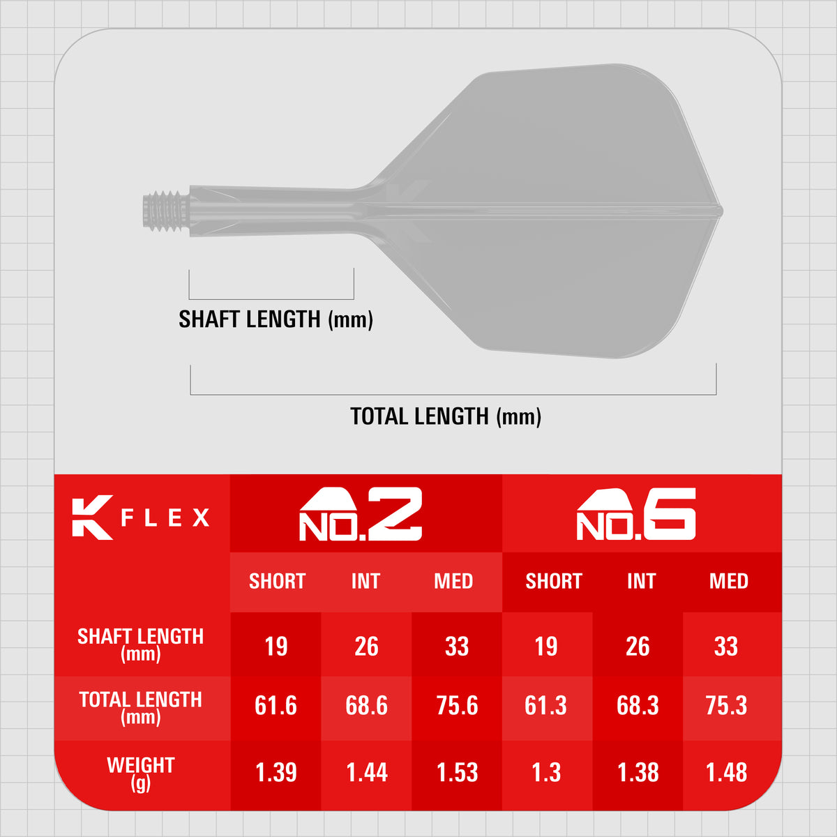 Target K-Flex - Clear Print - No6 Shape - Flight & Shaft System