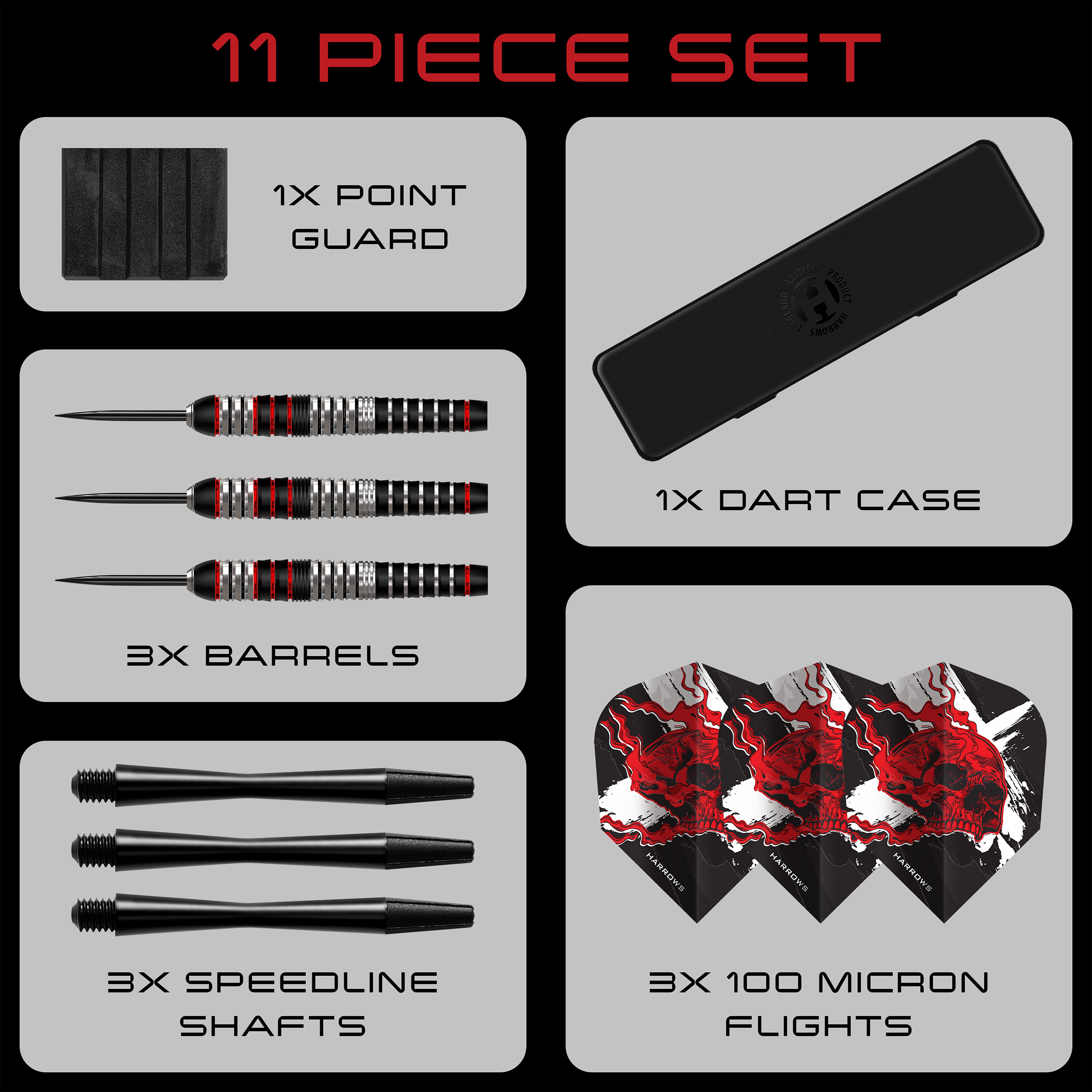 Harrows Heavy Metal - Stainless Steel Darts Set - 22g 24g 26g
