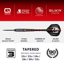 Harrows Ryan 'Heavy Metal' Searle Series 3 - 90% Tungsten - Quick Point Darts - 22g -32g