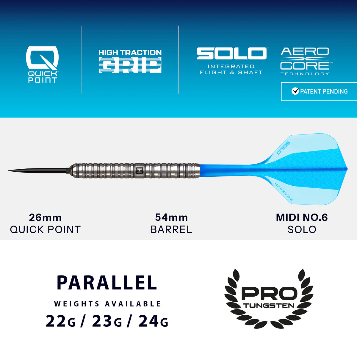 Harrows Flux - Pro Tungsten Quick Point Darts - 22g 23g 24g