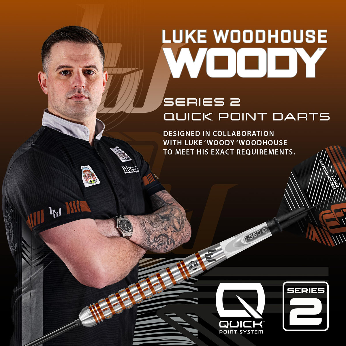 Harrows Luke Woodhouse- Series 2 - 90% Tungsten - Quick Point Darts - 21g 23g 25g