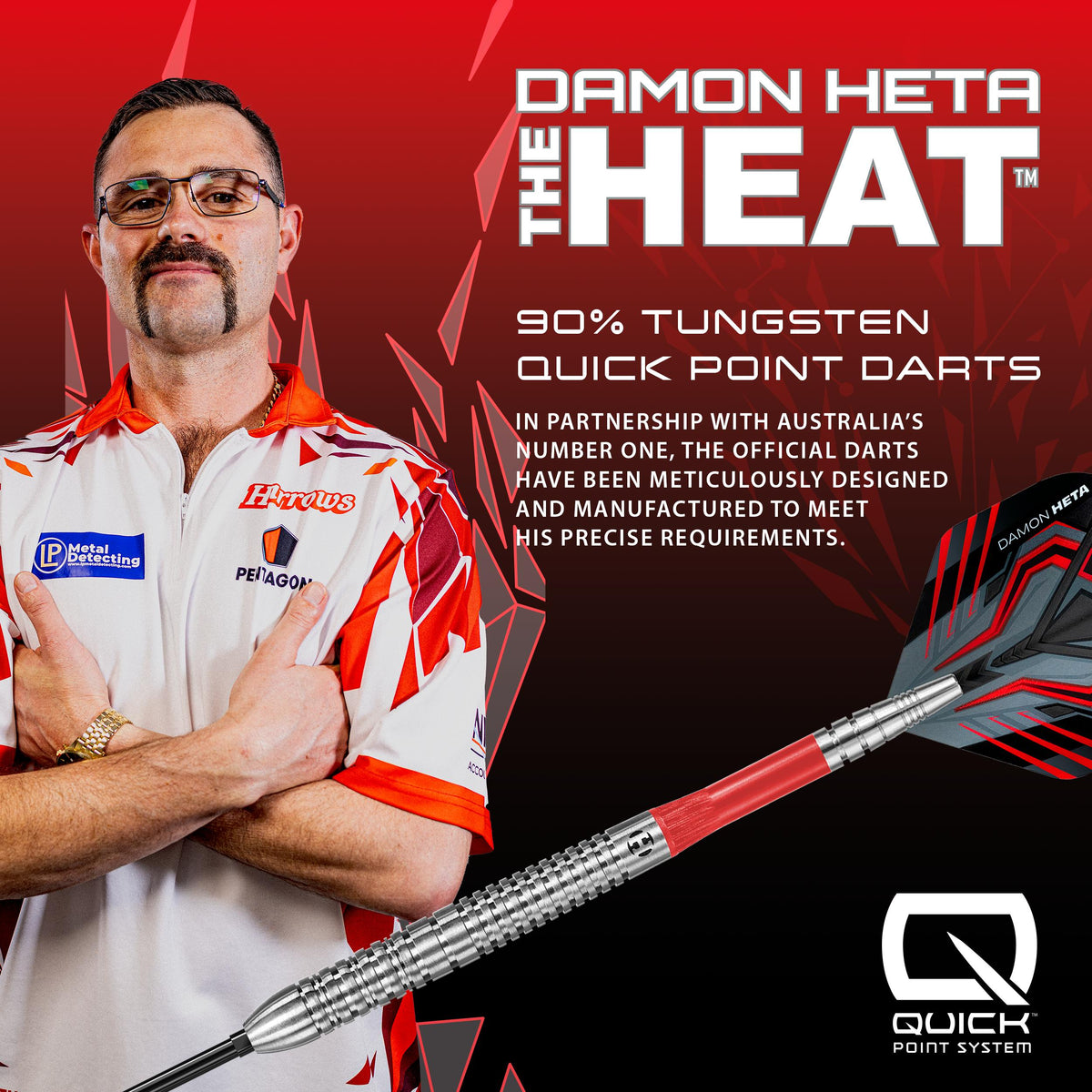 Harrows Damon Heta - Natural - 90% Tungsten - Quick Point Darts - 21g 23g 25g