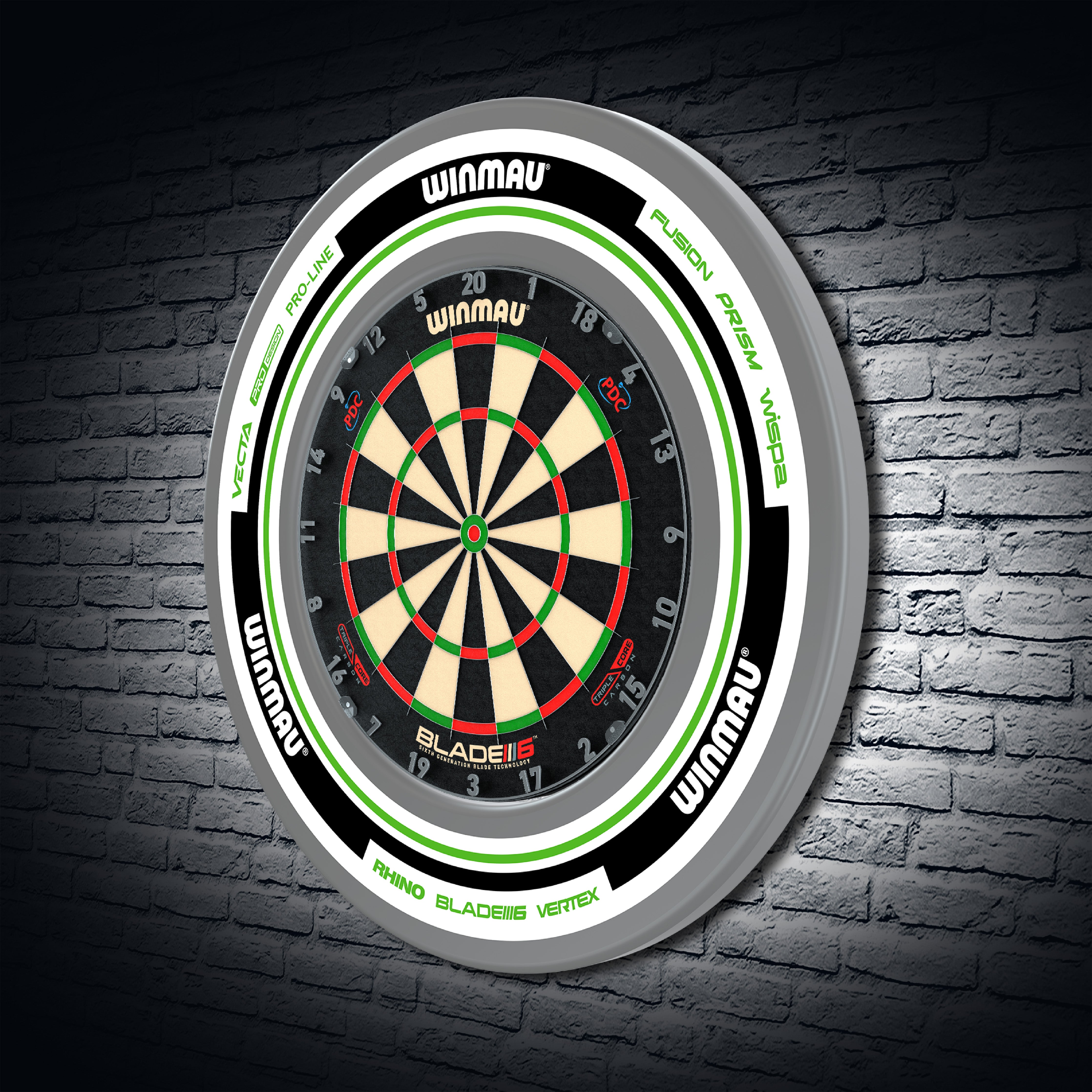 Winmau Advance White & Green Dartboard Surround