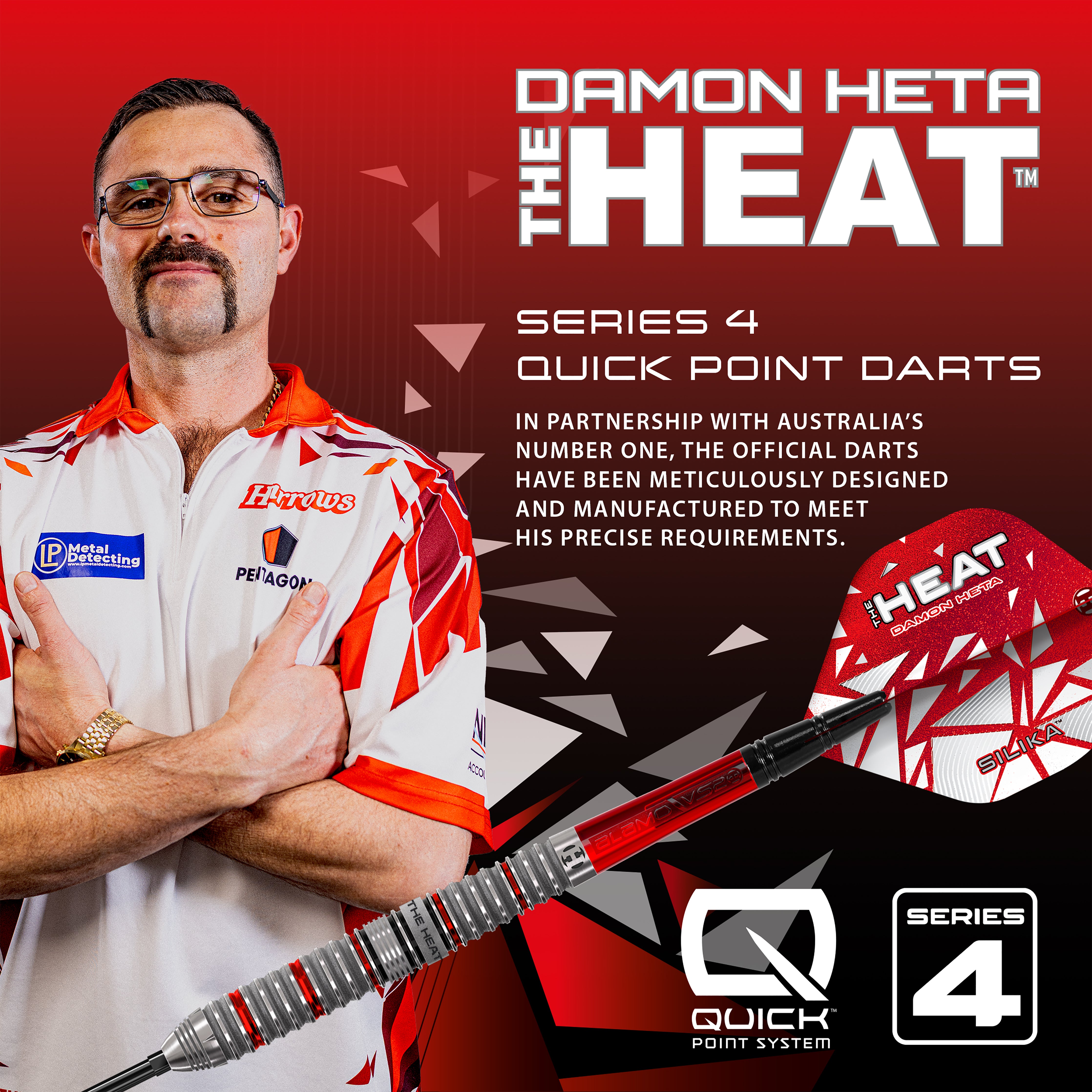 Harrows Damon 'The Heat' Heta Series 4 - 90% Tungsten - Quick Point Darts - 21g 23g 24g 25g