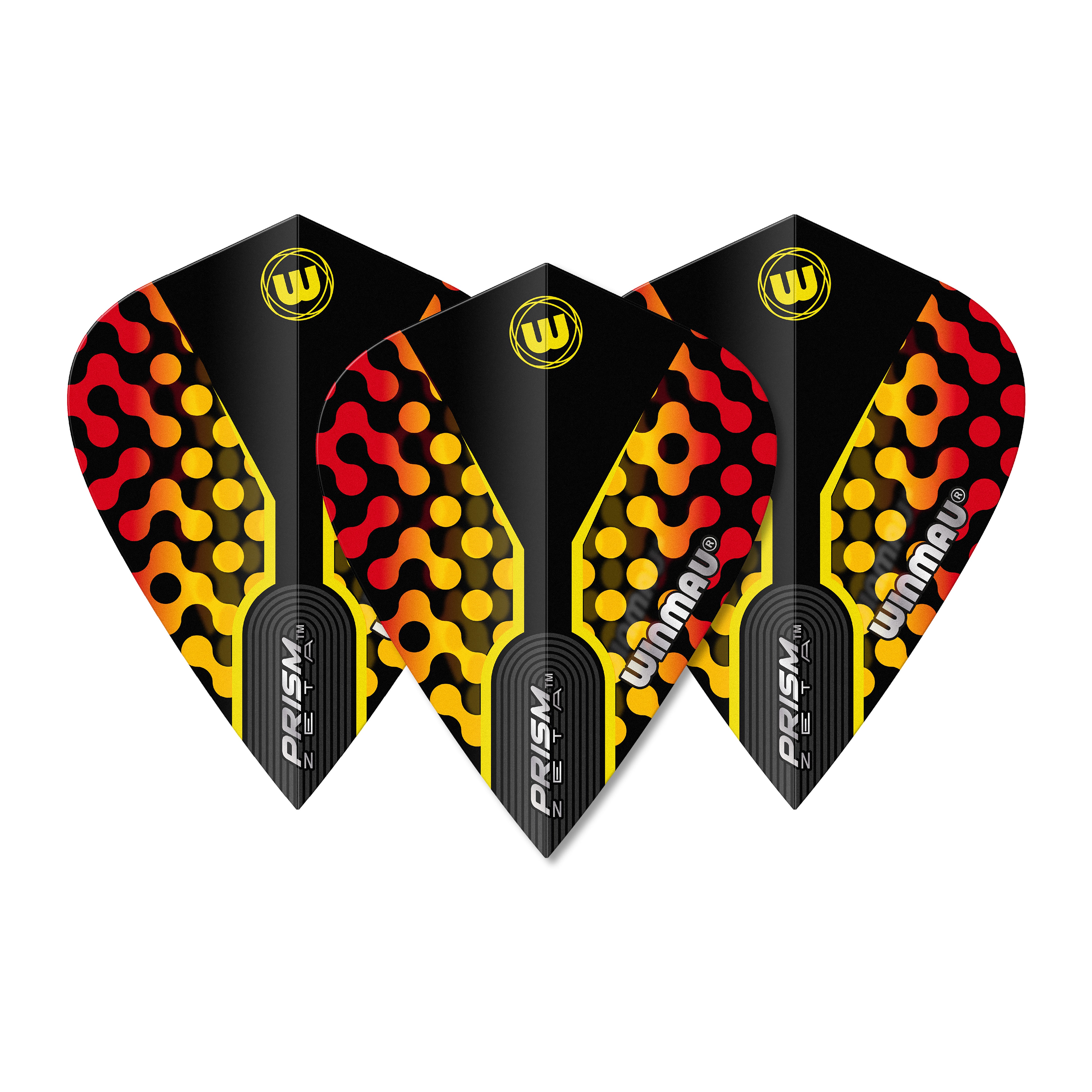 Winmau Prism Zeta - Black, Red & Yellow - Kite Shape Dart Flights