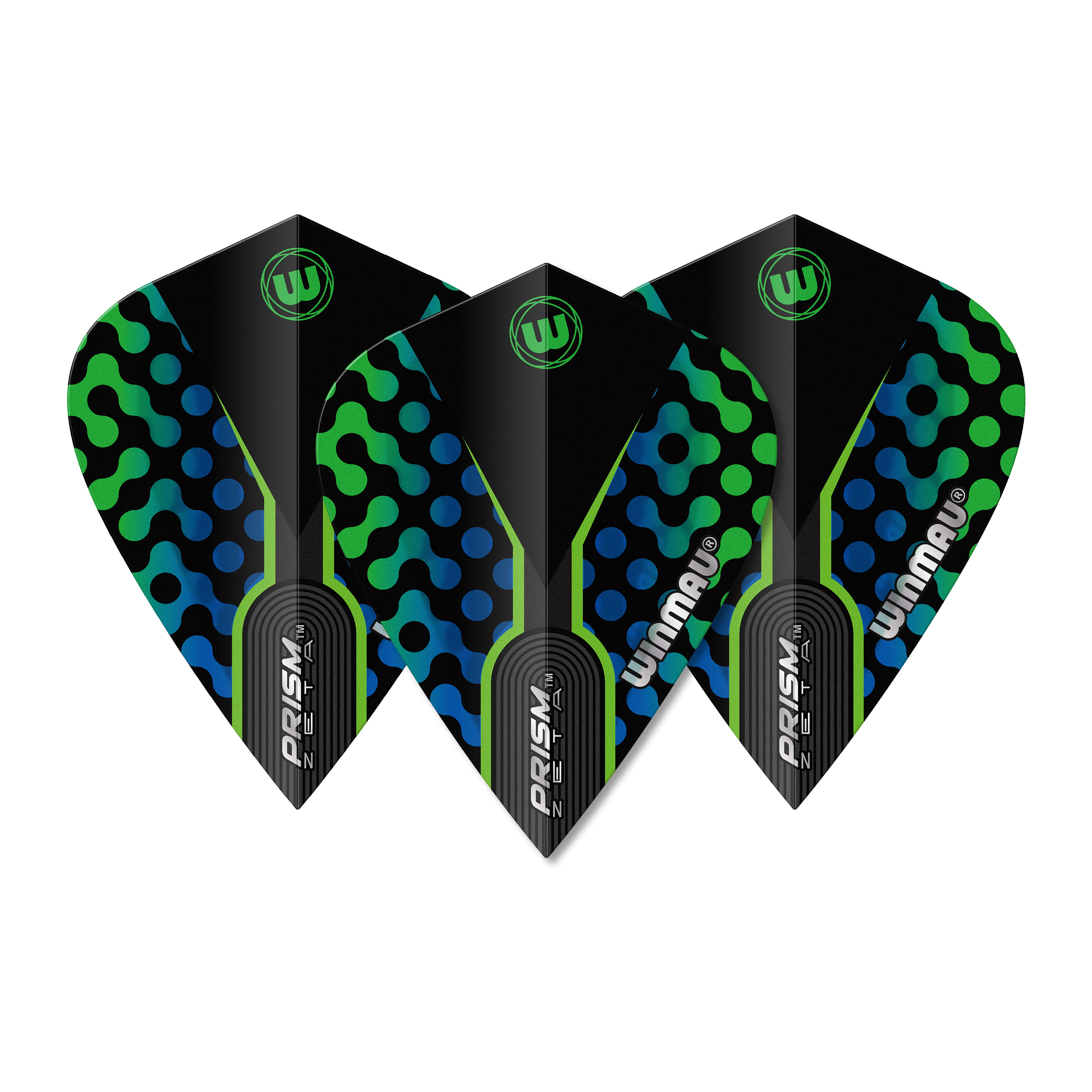 Winmau Prism Zeta - Black, Blue & Green - Kite Shape Dart Flights