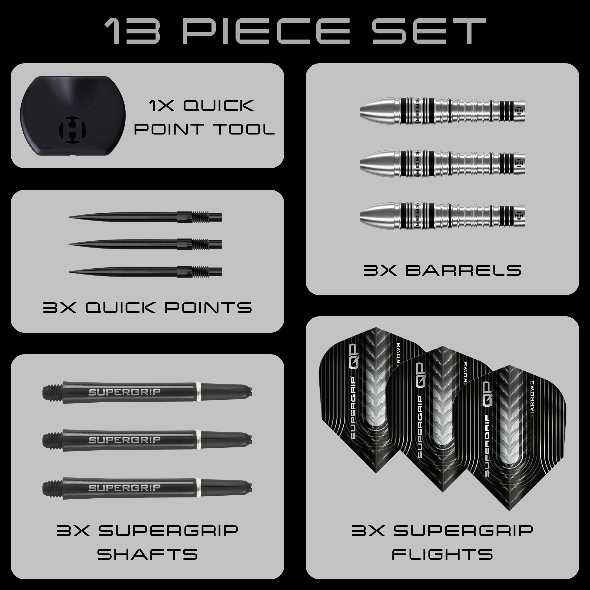 Harrows Supergrip Bomb 90% Quick Point Darts - 23g 25g