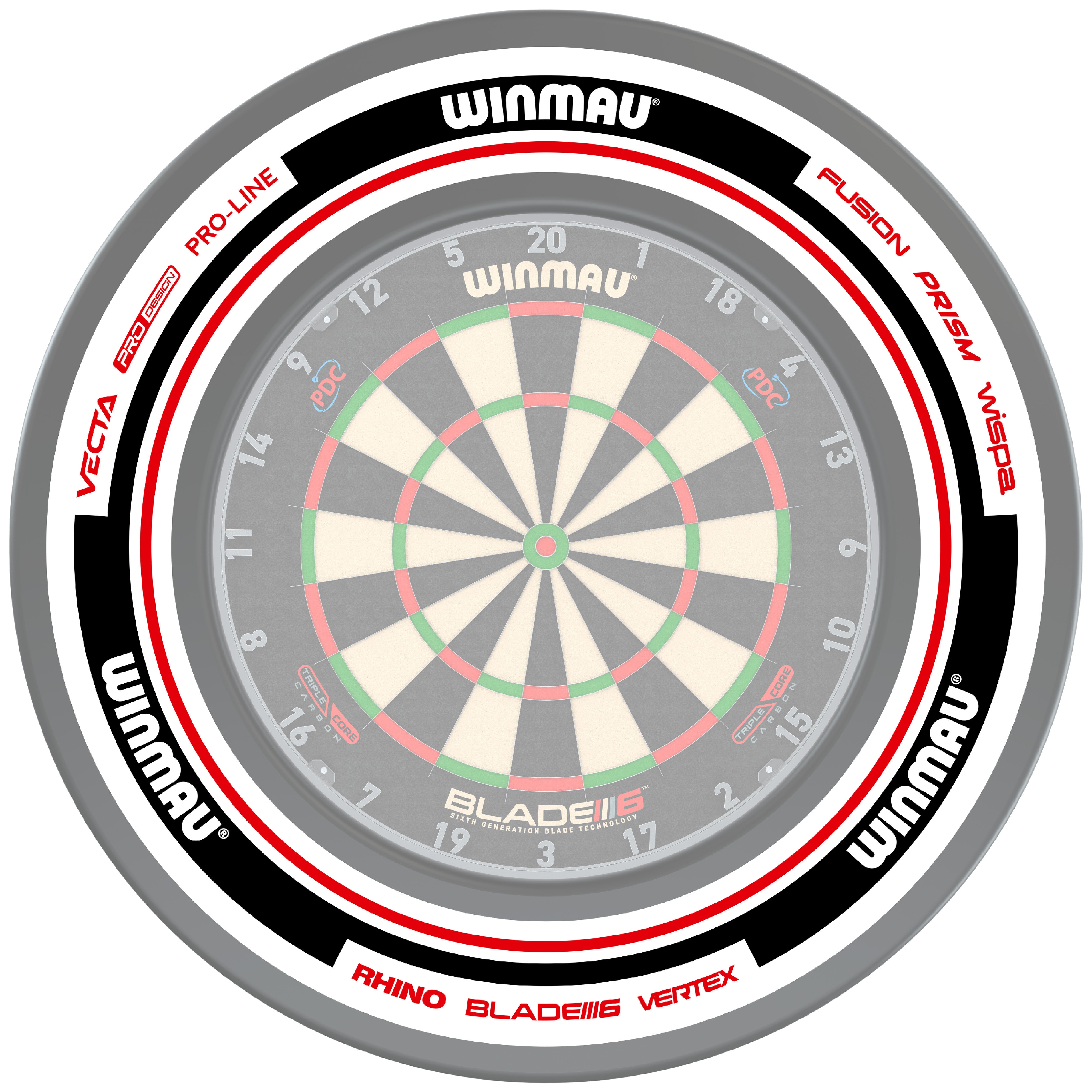 Winmau Advance White & Red Dartboard Surround