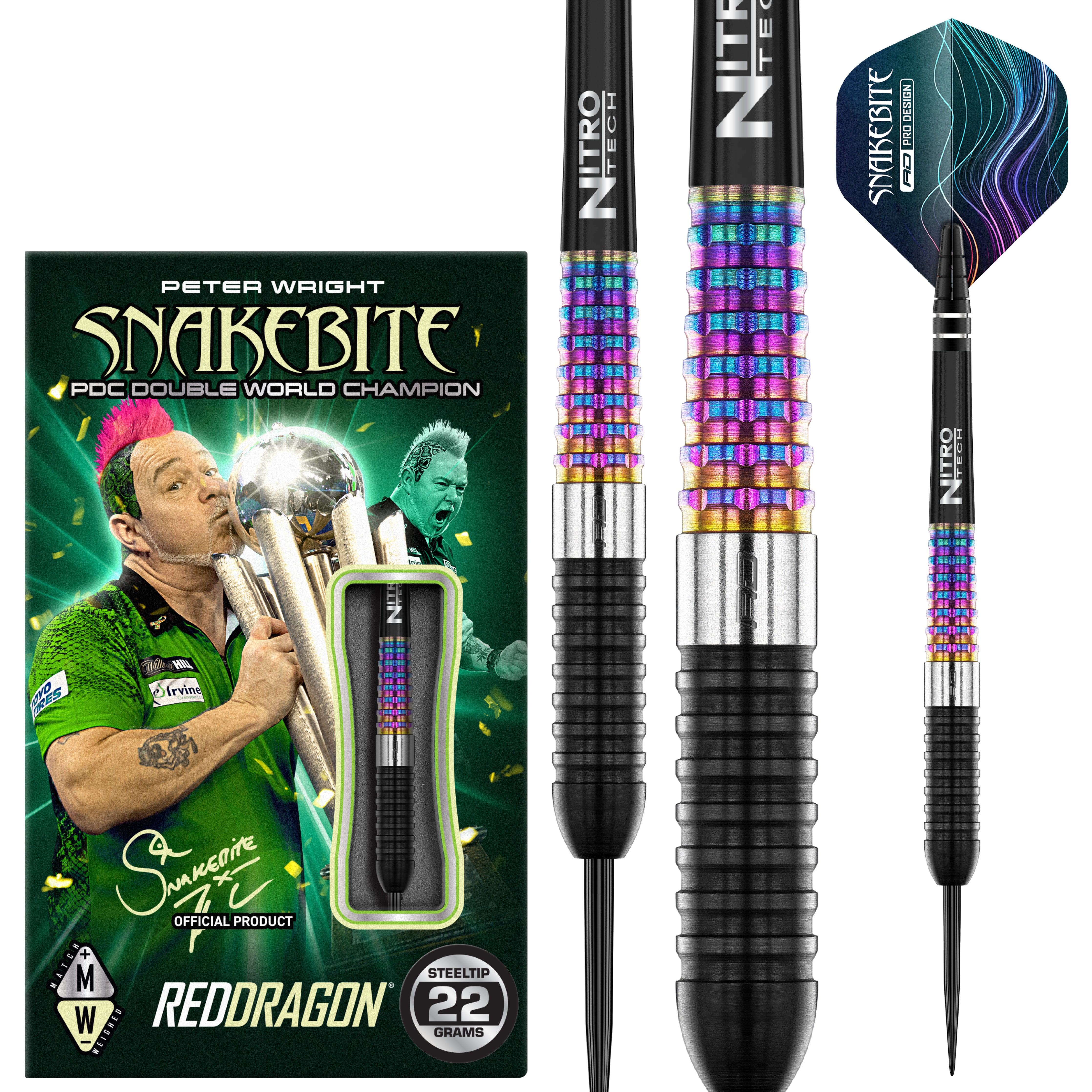 Red Dragon Peter Wright Corra Steel Tip Darts - 90% Tungsten - 22g 23g 24g