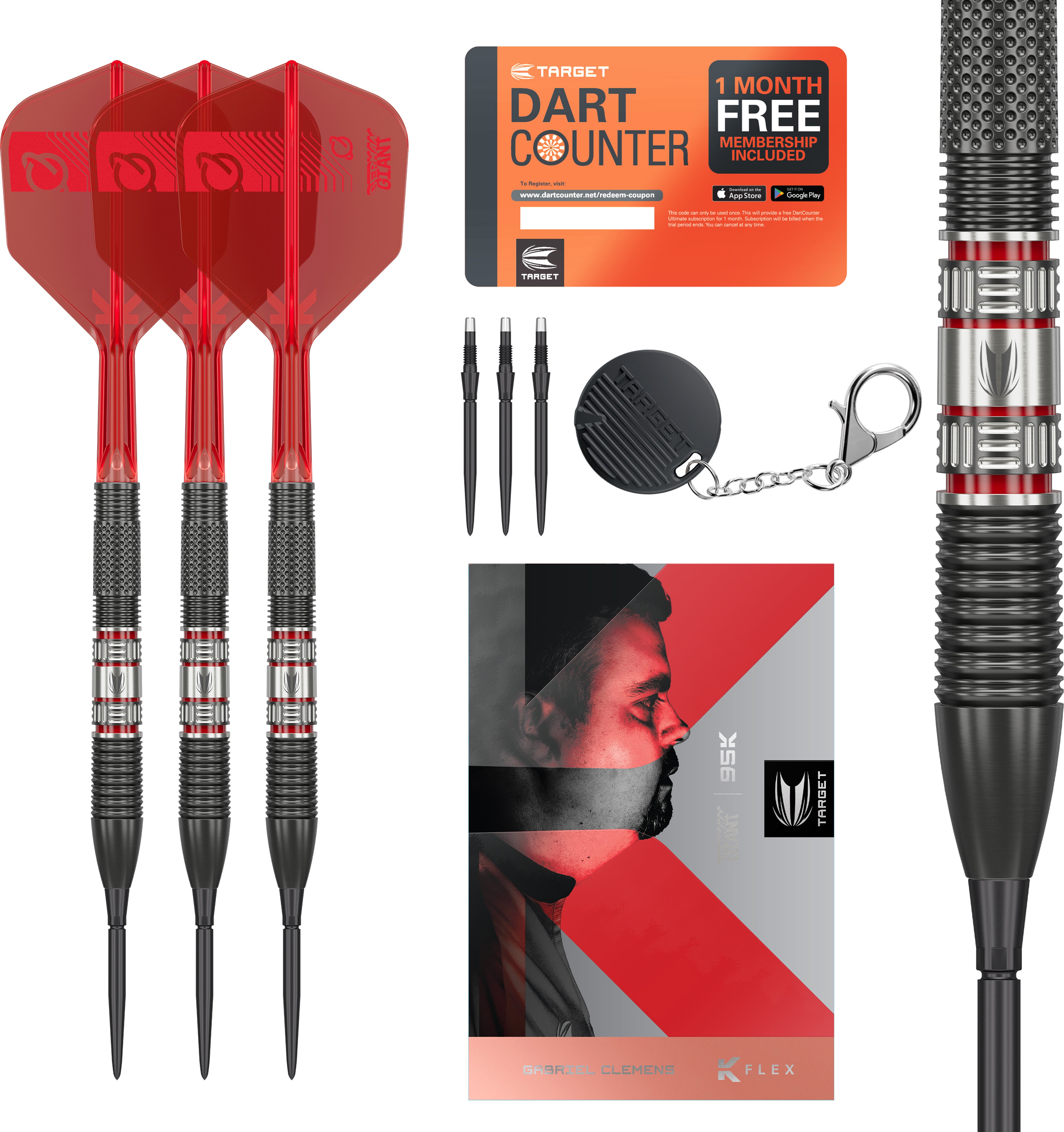 Target Clemens 95K SP Steel Tip Dart Set - 95% Tungsten - 21g 22g 23g