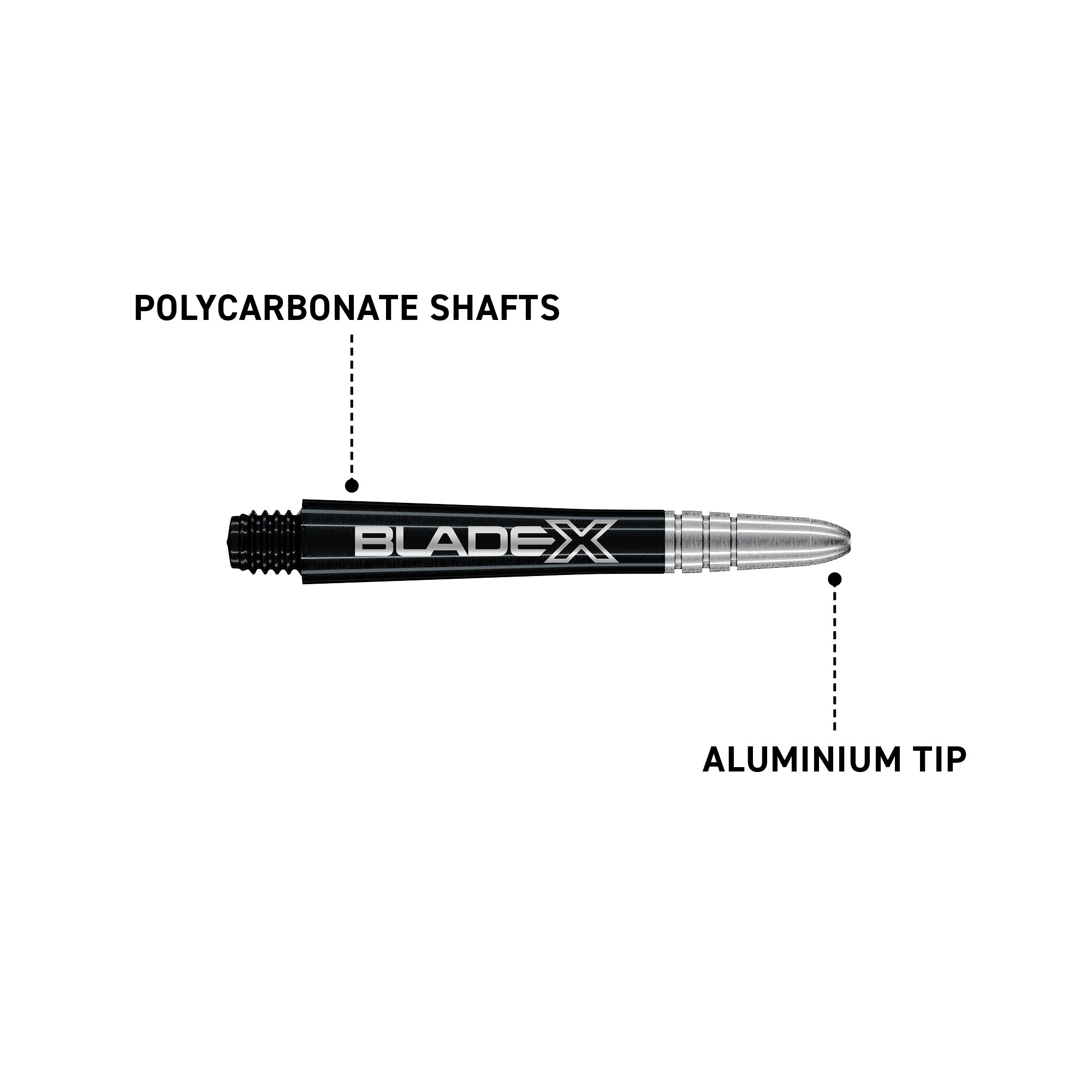 Winmau Blade X Vecta Dart Shafts - Black & Silver