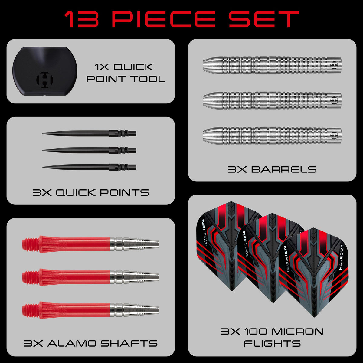 Harrows Damon Heta - Natural - 90% Tungsten - Quick Point Darts - 21g 23g 25g