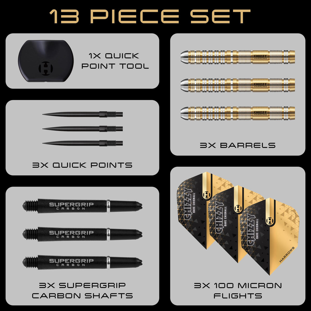 Harrows Dave Chisnall - Series 2 - 90% Tungsten - Quick Point Darts - 21g-26g