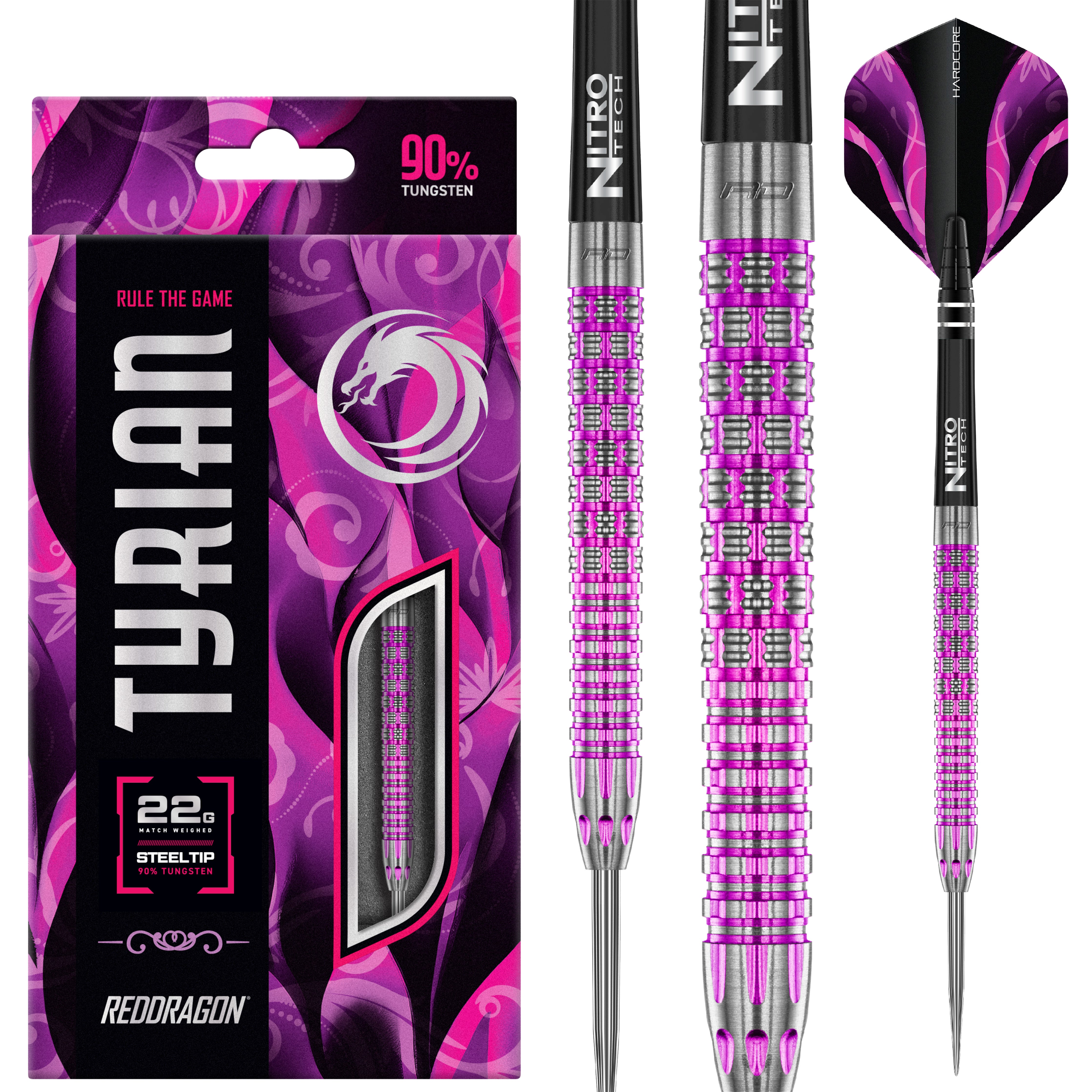 Red Dragon Tyrian Steel Tip Darts - 90% Tungsten - 22g 24g