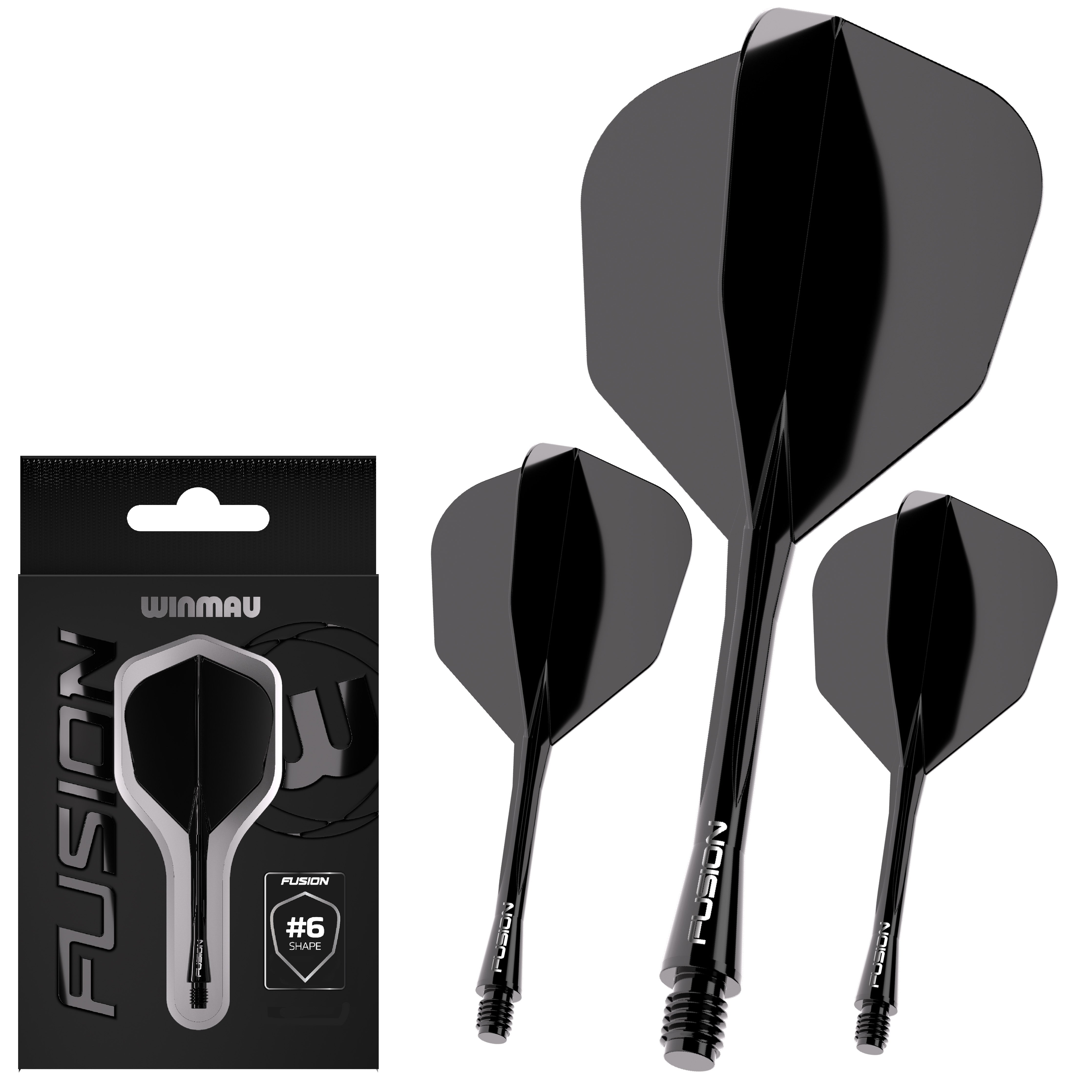 Winmau Fusion Integrated Flight & Shaft System - No6 - Black