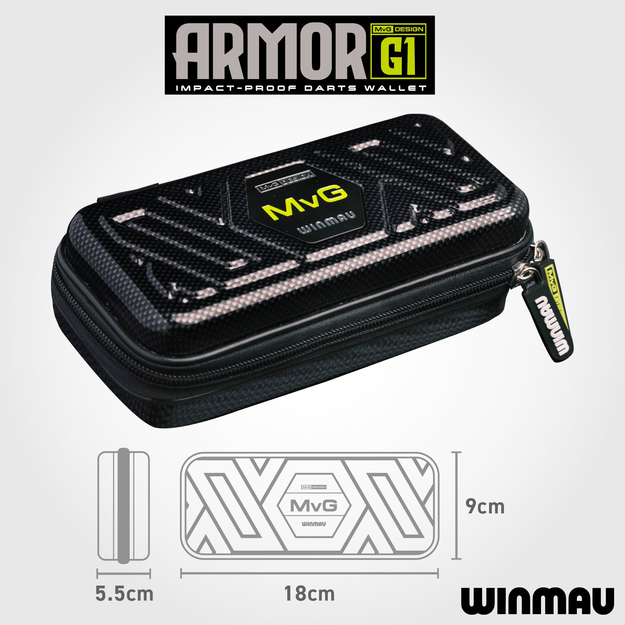 Winmau Armor MvG Design G1 Dart Wallet - Black & Green