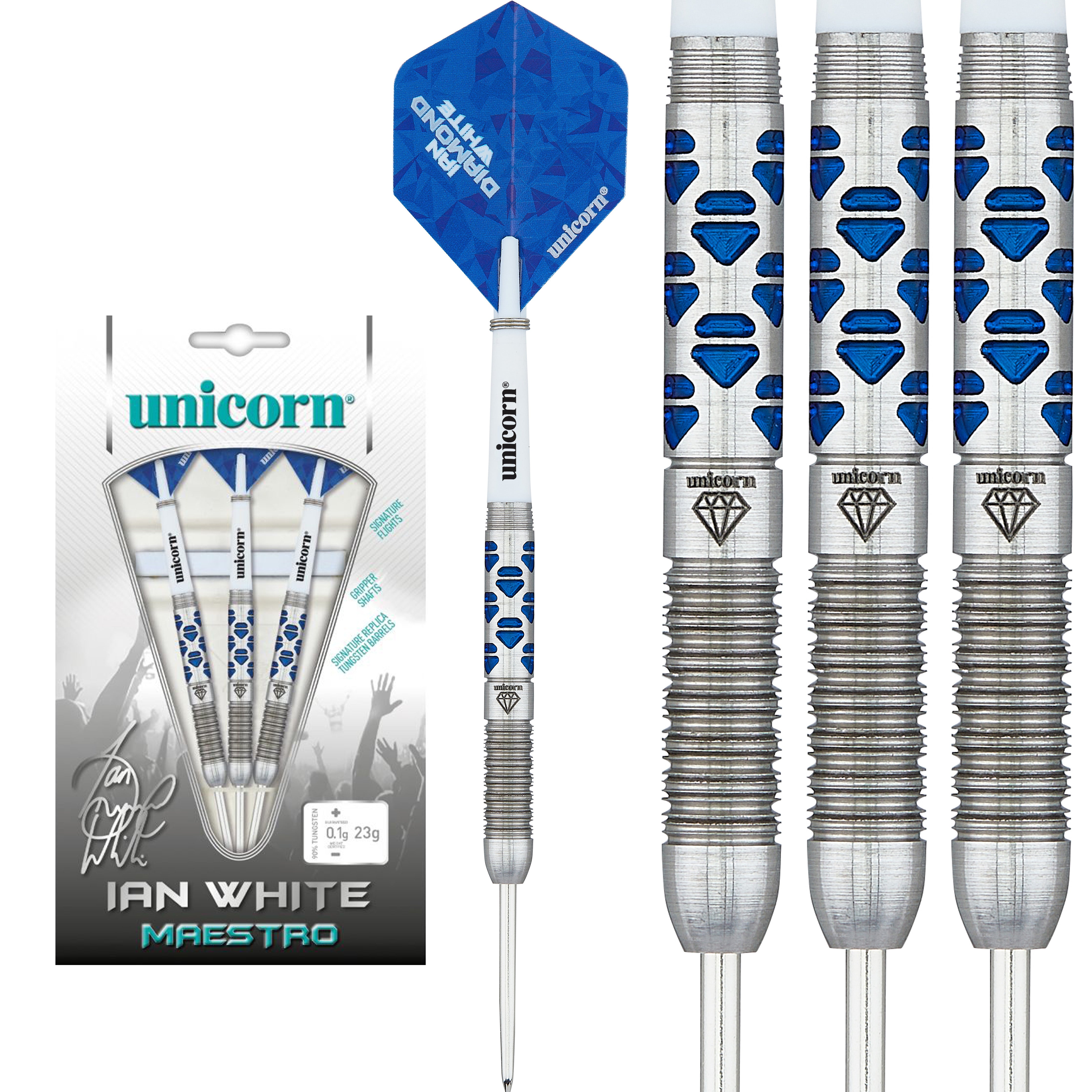 Unicorn Maestro Ian 'The Diamond' White Phase 2 - Steel Tip Darts - 90