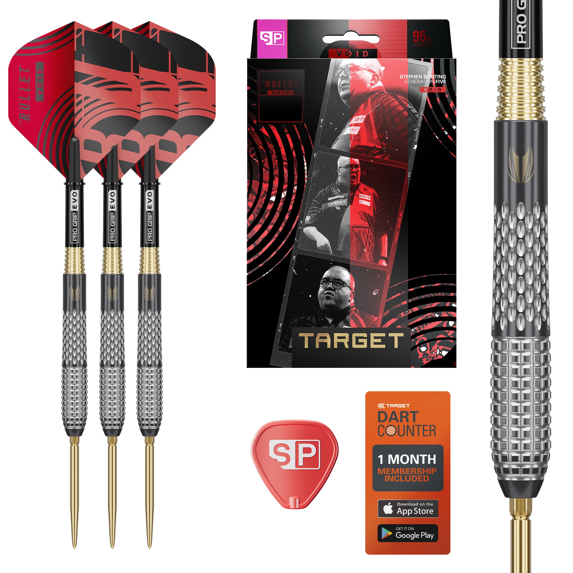Target Stephen 'The Bullet' Bunting Gen 5 - Void - 95% Tungsten Darts - Swiss Point - 18g - 25g