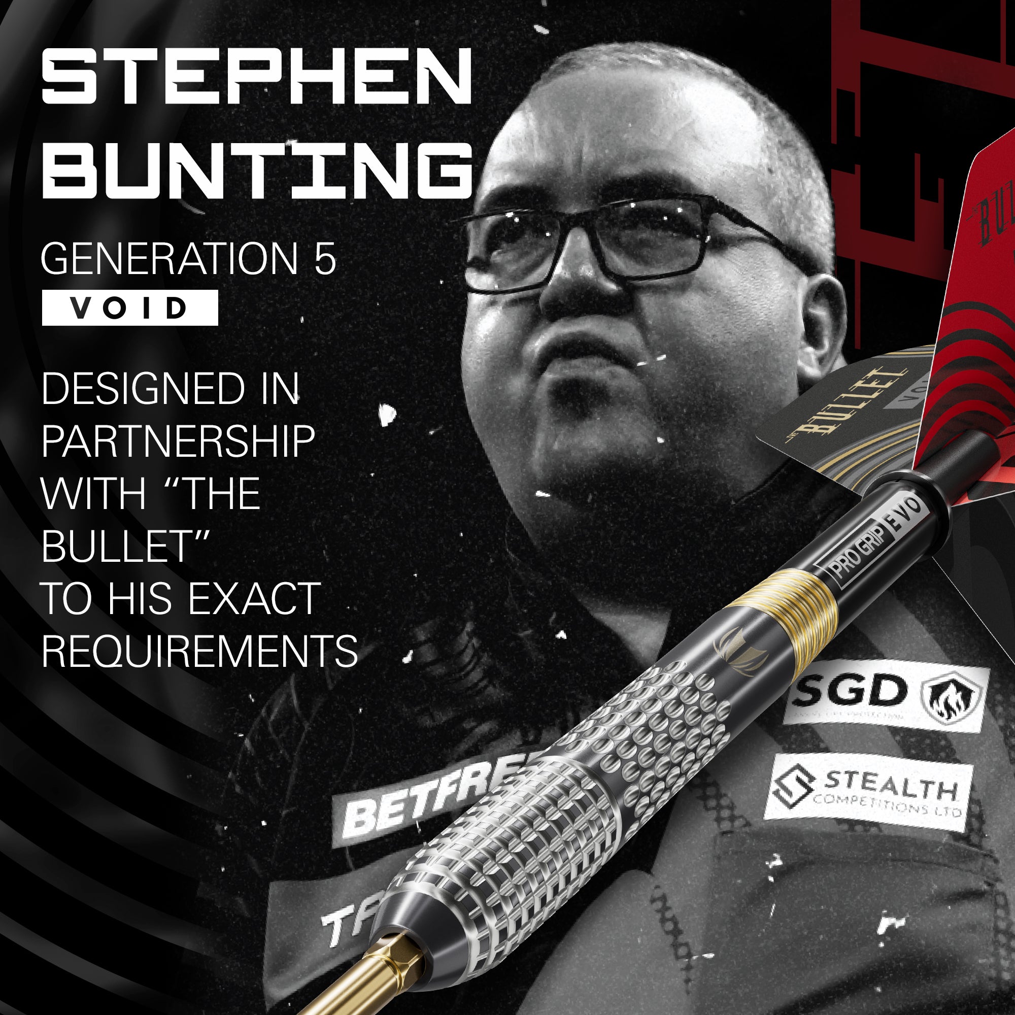 Target Stephen 'The Bullet' Bunting Gen 5 - Void - 95% Tungsten Darts - Swiss Point - 18g - 25g