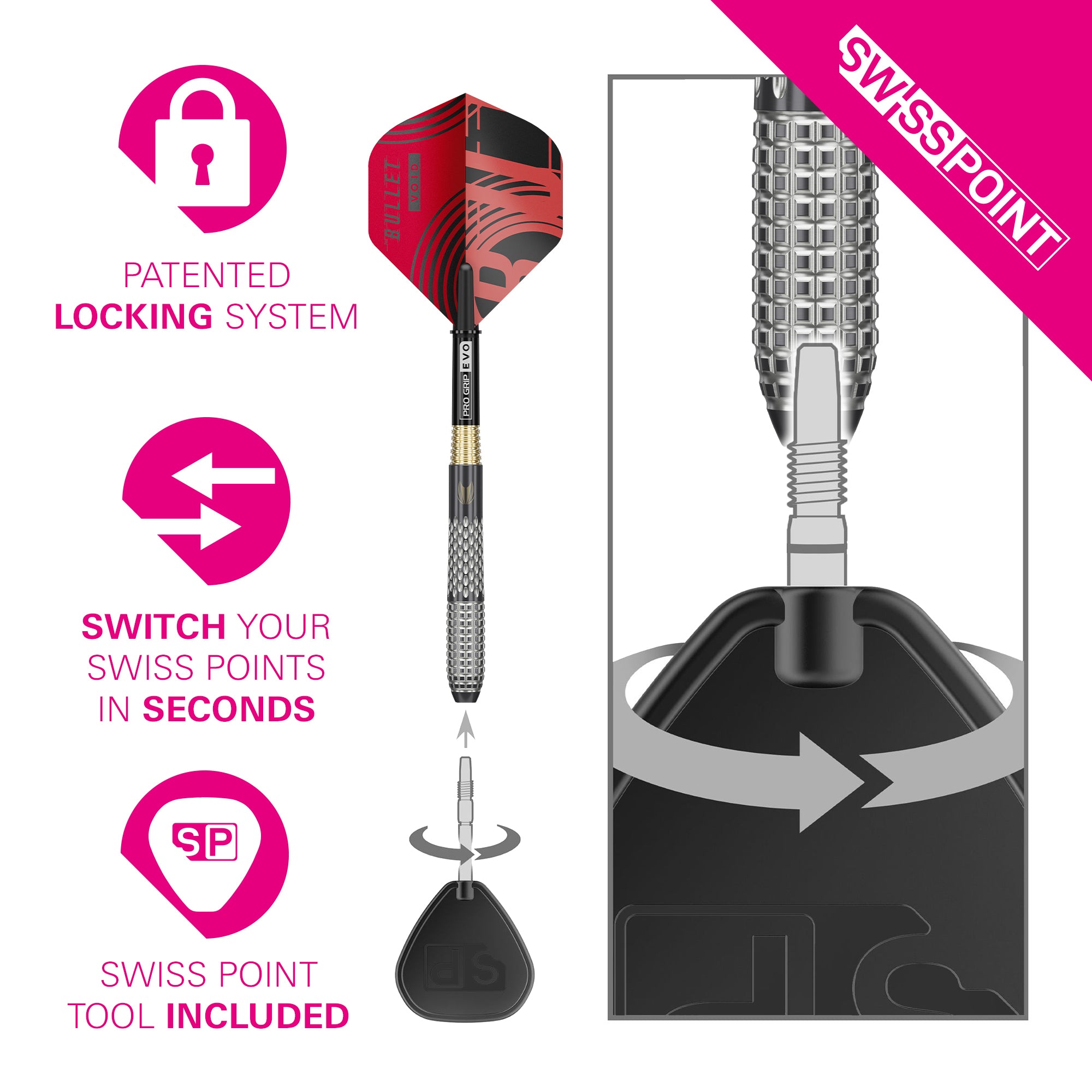 Target Stephen 'The Bullet' Bunting Gen 5 - Void - 95% Tungsten Darts - Swiss Point - 18g - 25g