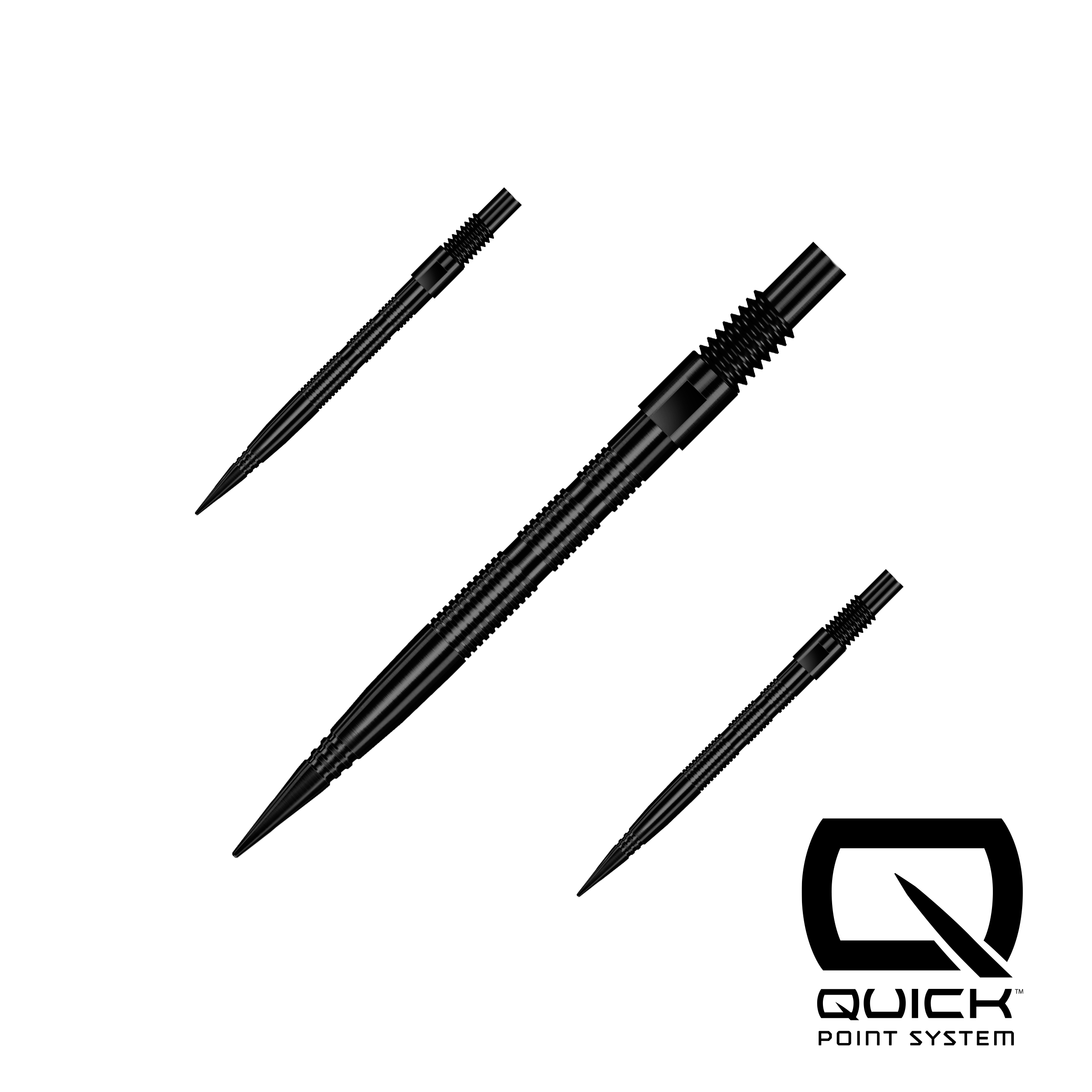 Harrows Micro Grip Ridge - Quick Points - 26mm 30mm 35mm 40mm - Black