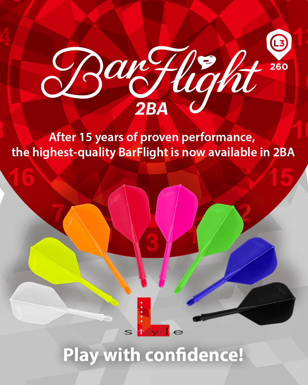L-Style BarFlight 2BA L3 Black - Dart Flights & Shaft System