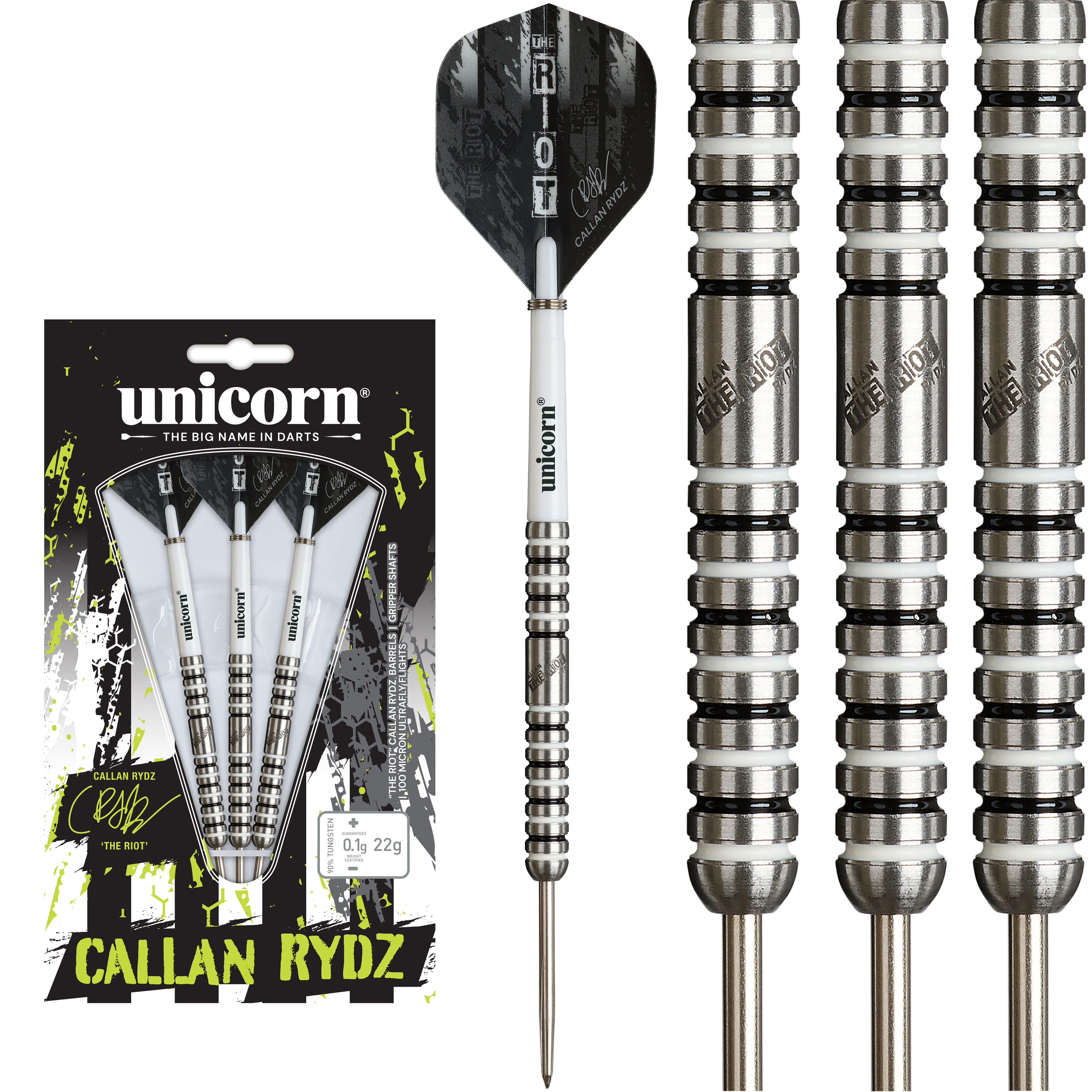 Unicorn Callan Rydz - The Riot - Phase 2 - 90% Tungsten Darts - 20g 22g 24g
