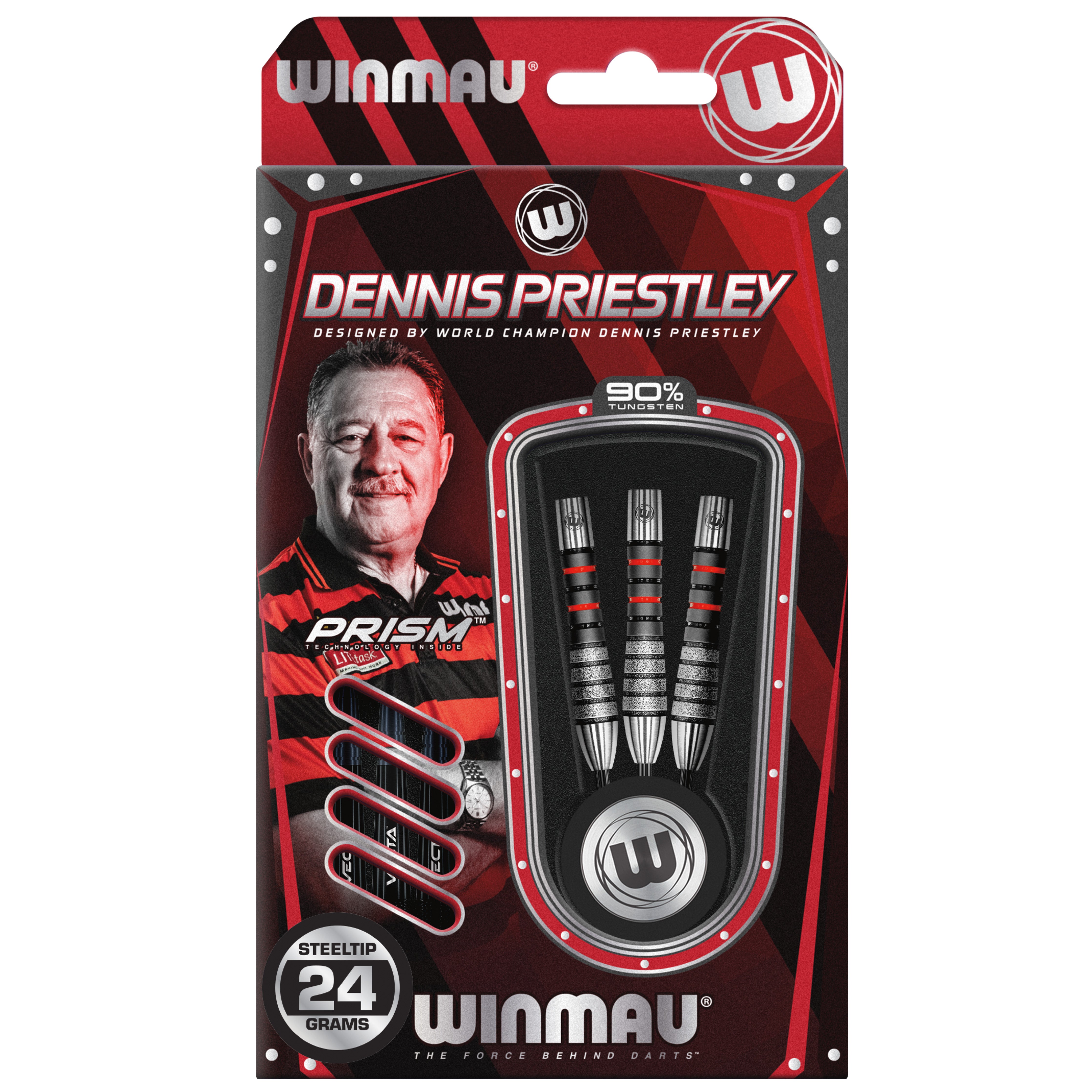 Winmau Dennis Priestley Diamond 3-Zero Darts Set - 90% Tungsten - 19g 22g 24g