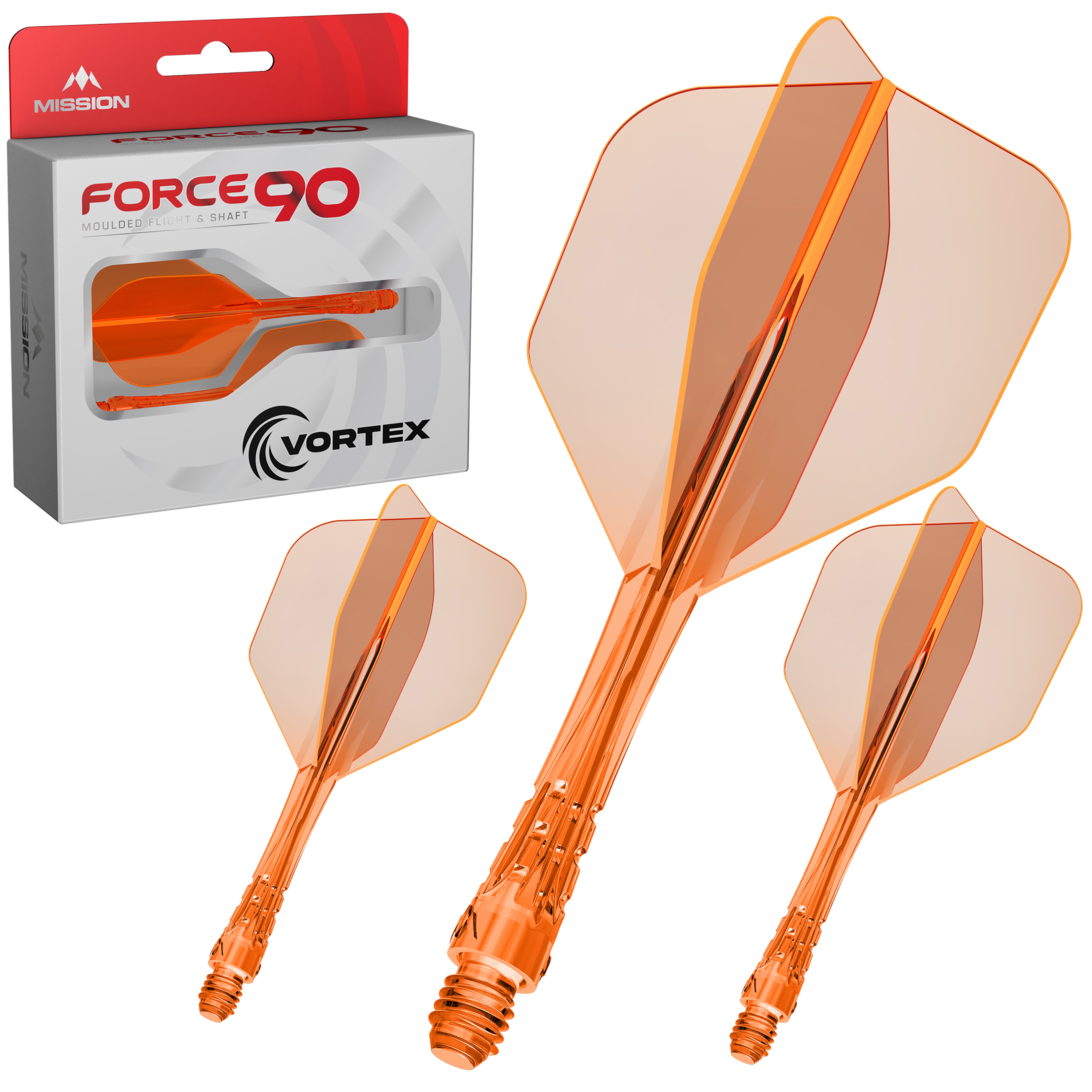 Mission Force 90 Vortex - Moulded Flight & Shaft - Standard No6 - Clear Neon Orange