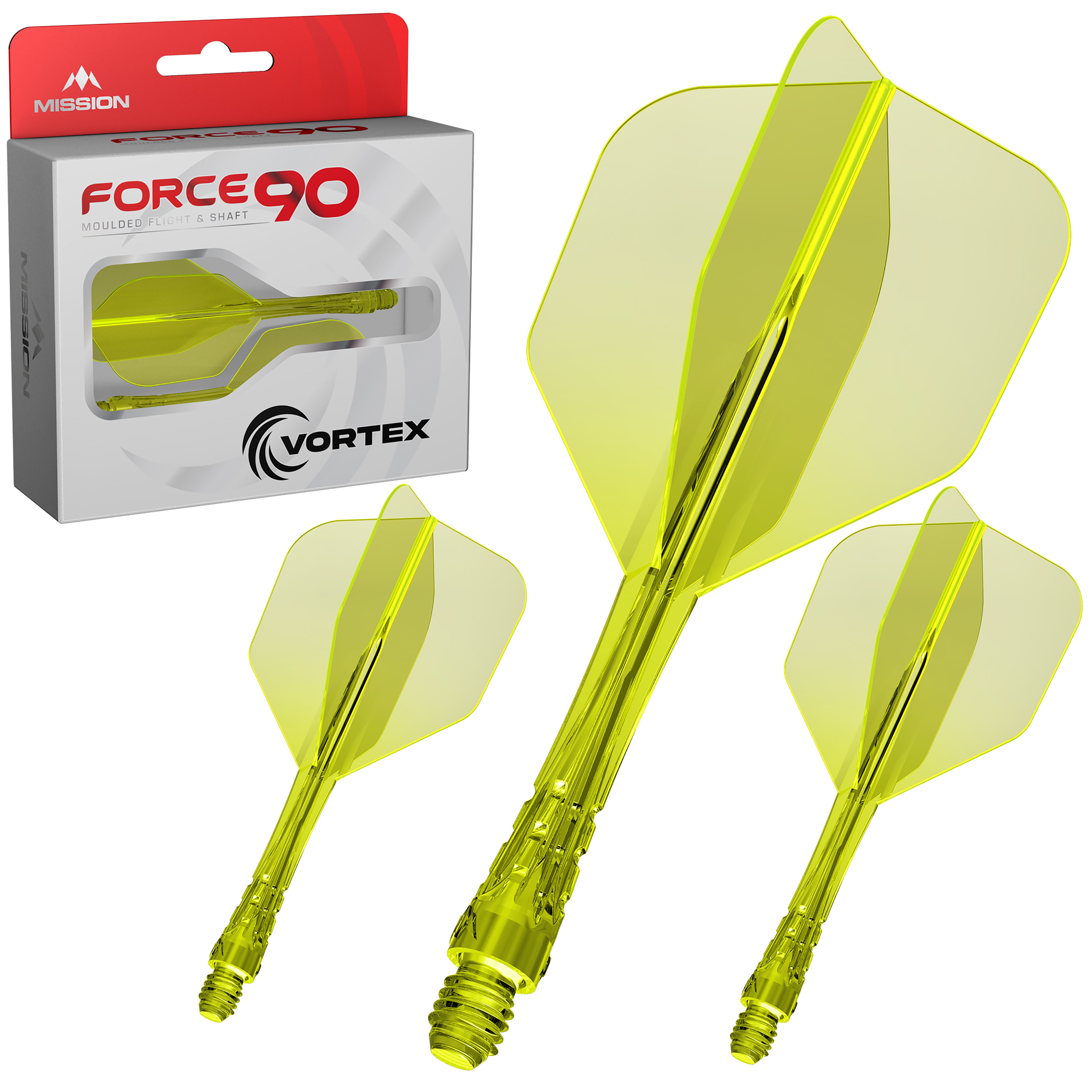 Mission Force 90 Vortex - Moulded Flight & Shaft - Standard No6 - Clear Neon Yellow