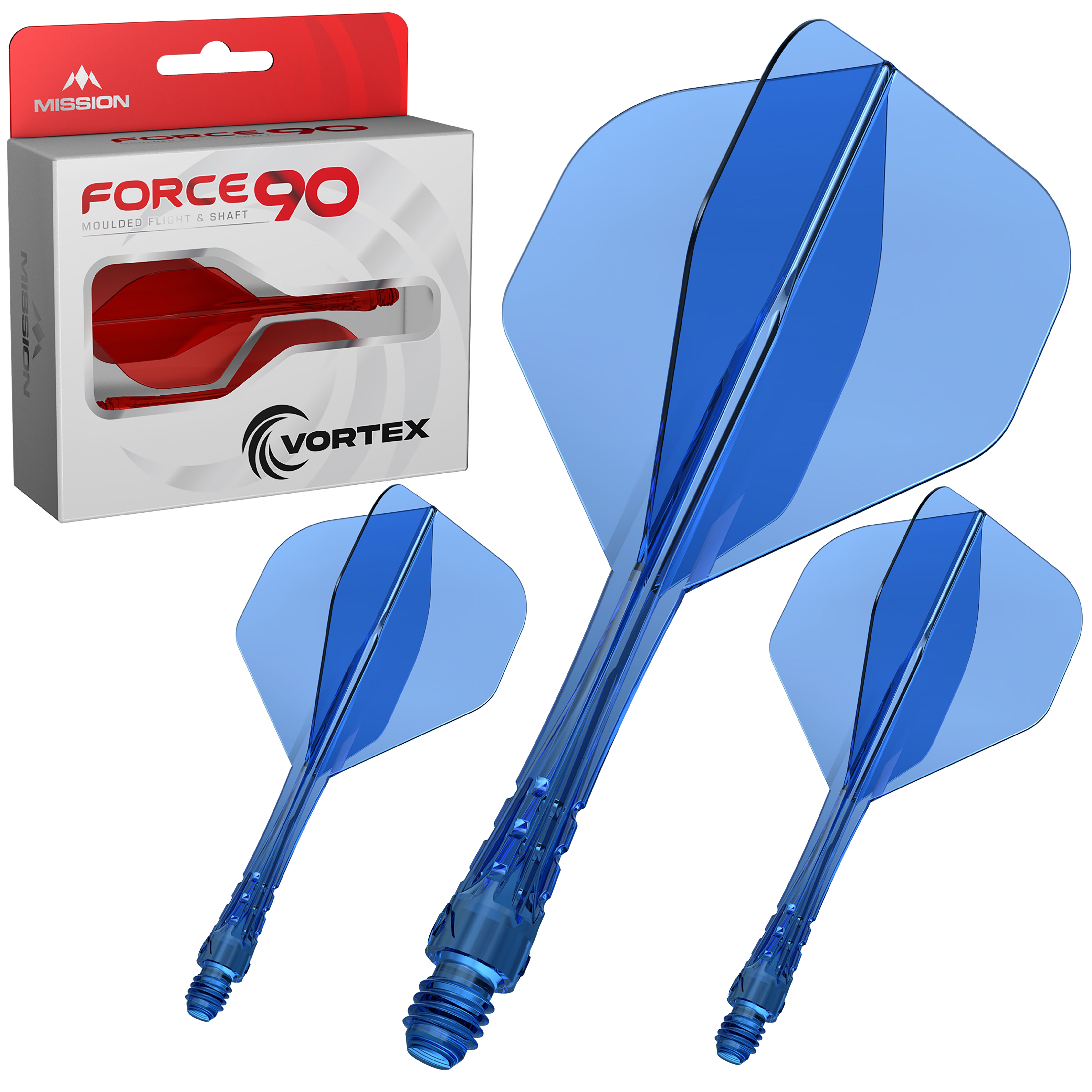 Mission Force 90 Vortex - Moulded Flight & Shaft - Standard No2 - Clear Blue