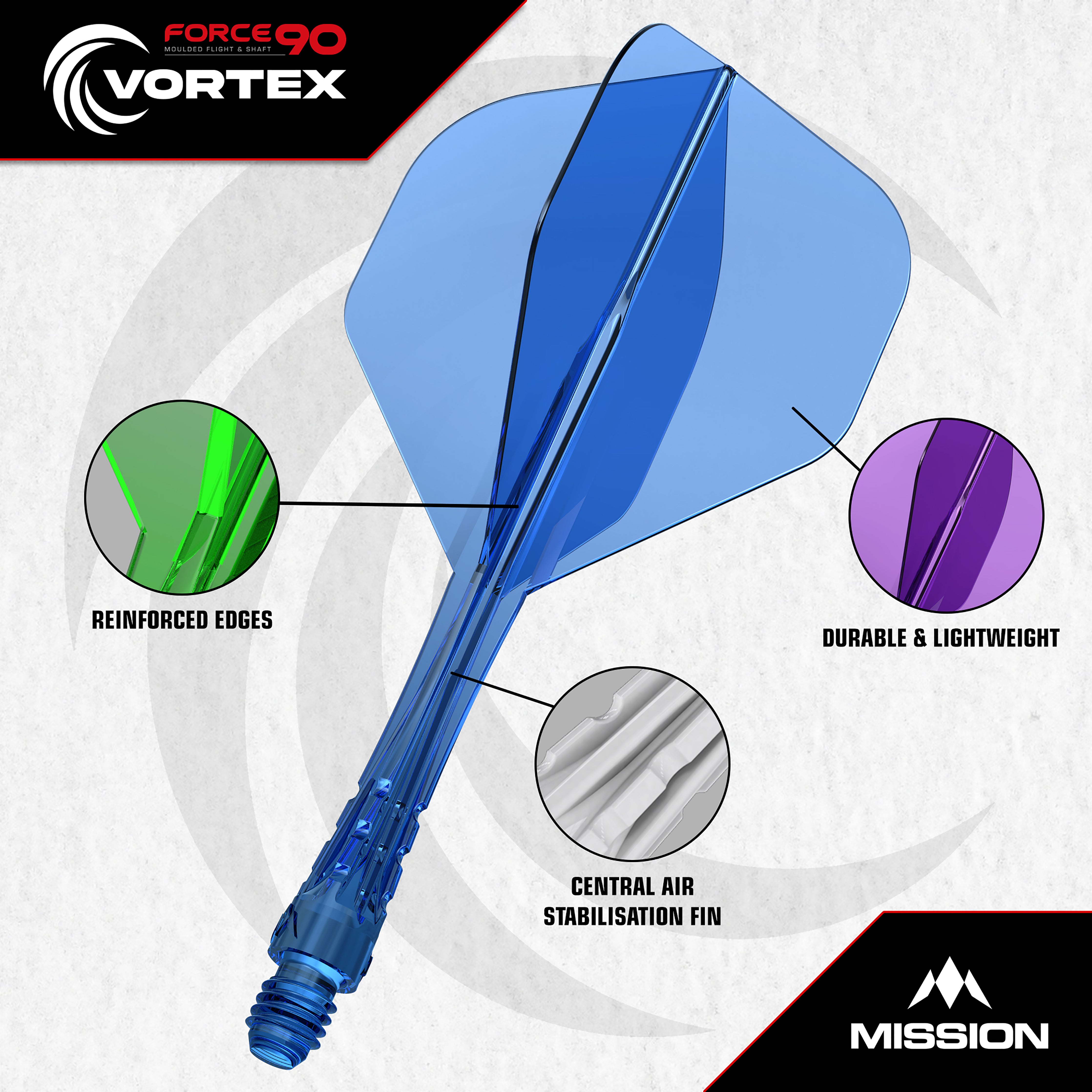 Mission Force 90 Vortex - Moulded Flight & Shaft - Standard No2 - Black