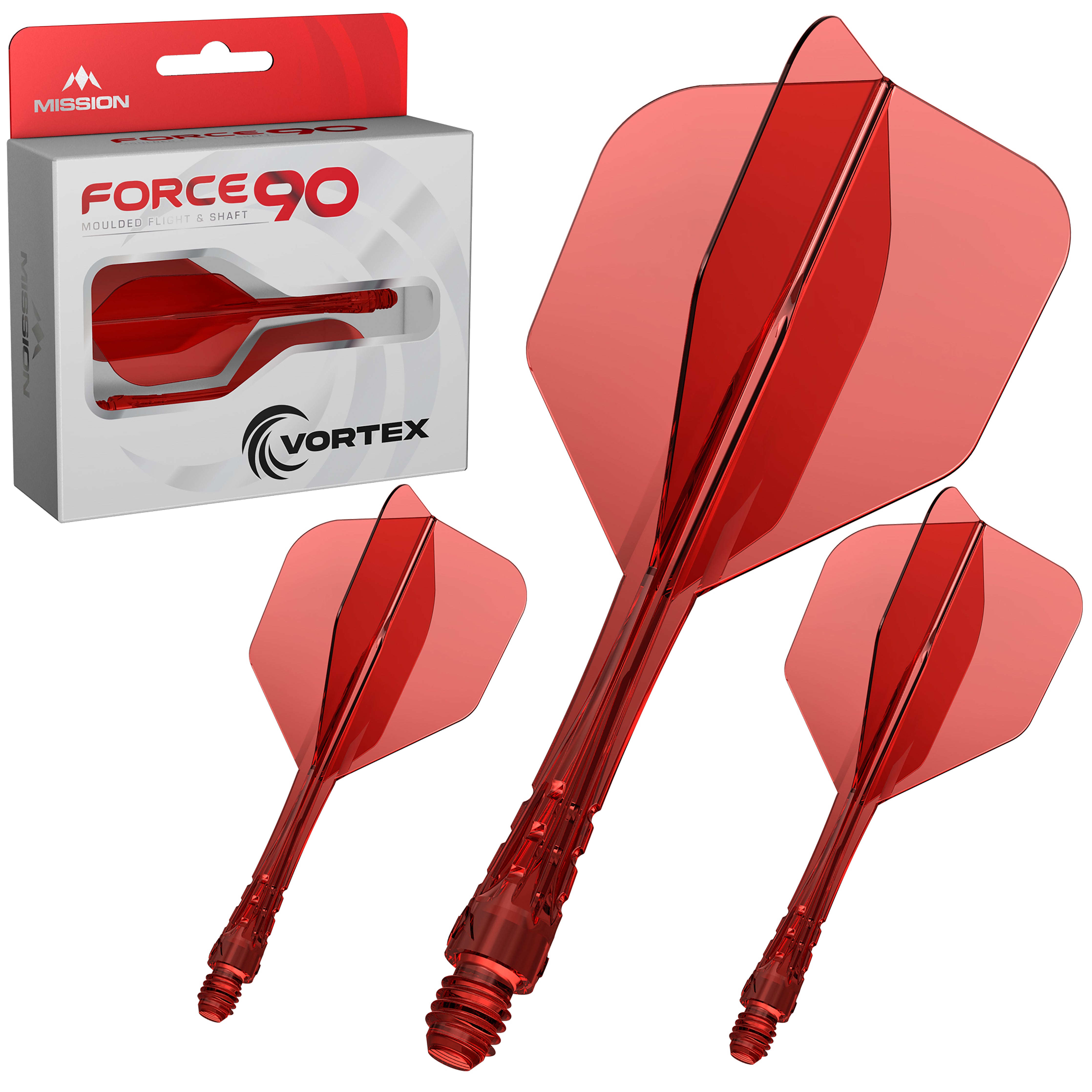 Mission Force 90 Vortex - Moulded Flight & Shaft - Standard No6 - Clear Red