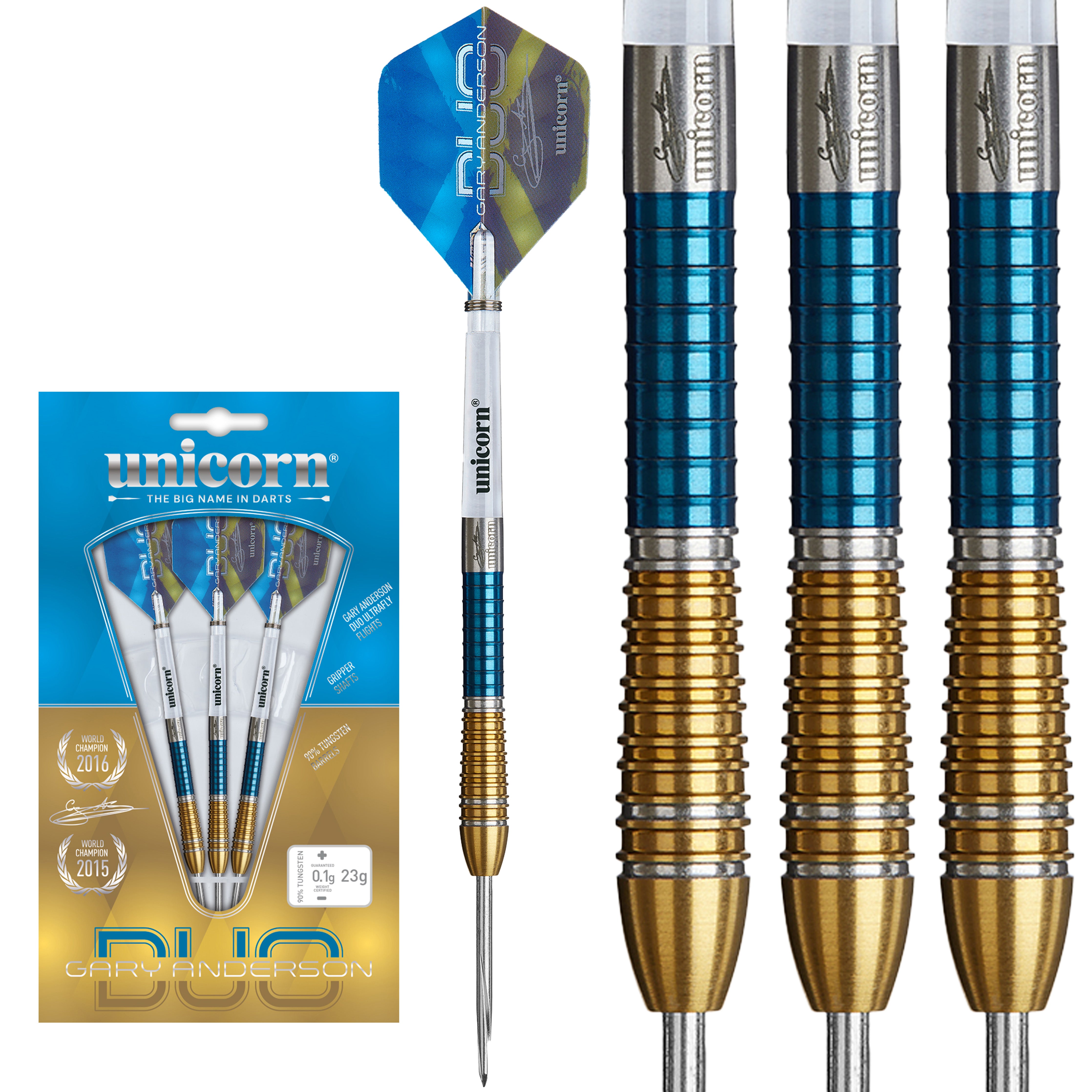 Unicorn Gary 'The Flying Scotsman' Anderson DUO Phase 6 Steel Tip Darts - 90% Tungsten - 21g to 25g