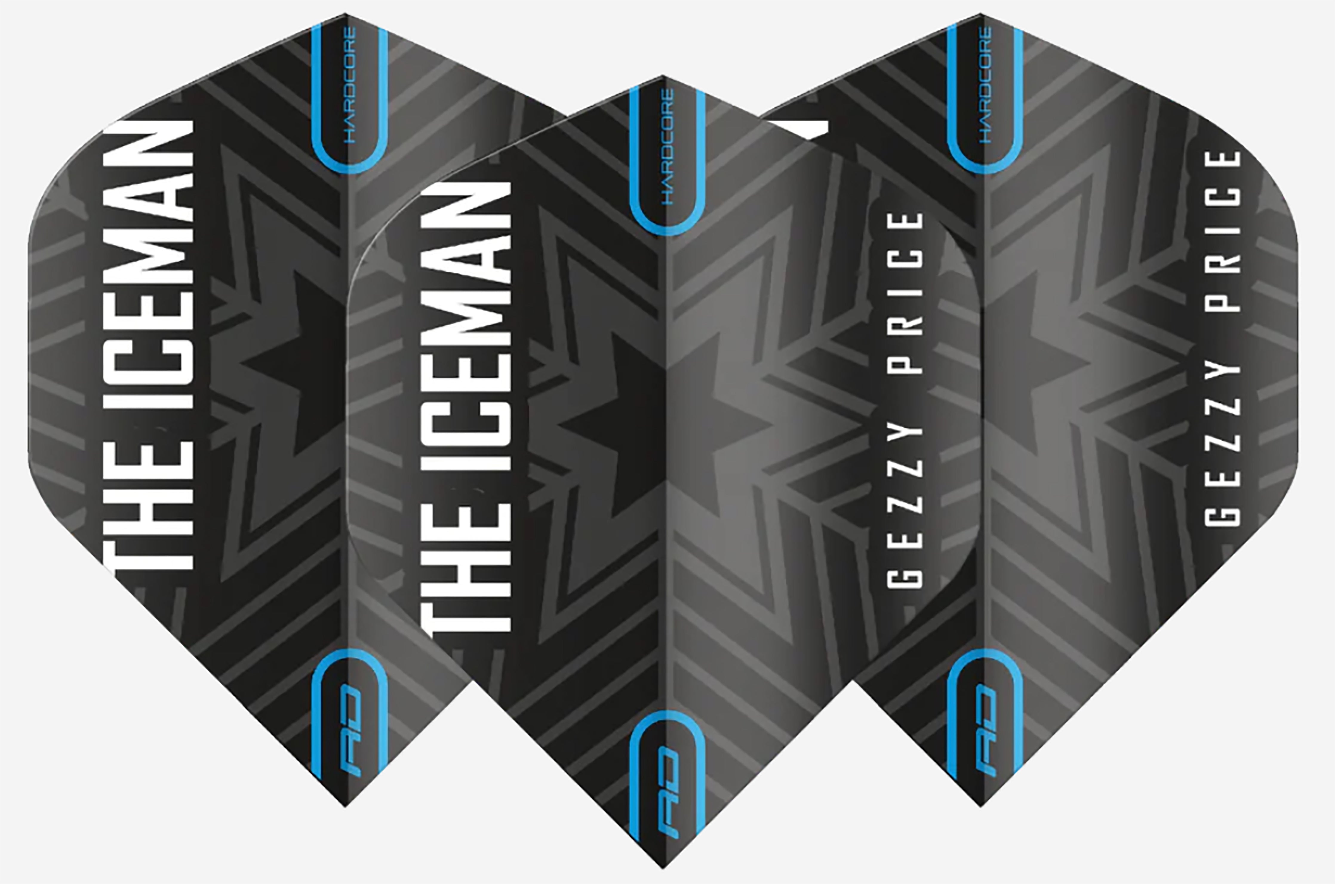 Red Dragon Gerwyn Price - Iceman - Hardcore - Black & Grey - Logo - Dart Flights