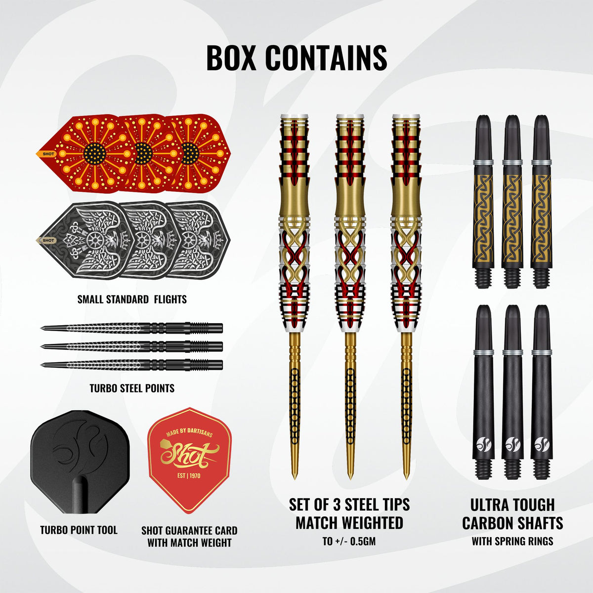 Shot Goths Alaric Steel Tip Dart Set - 95% Tungsten - Turbo Point - 23g 24g 25g