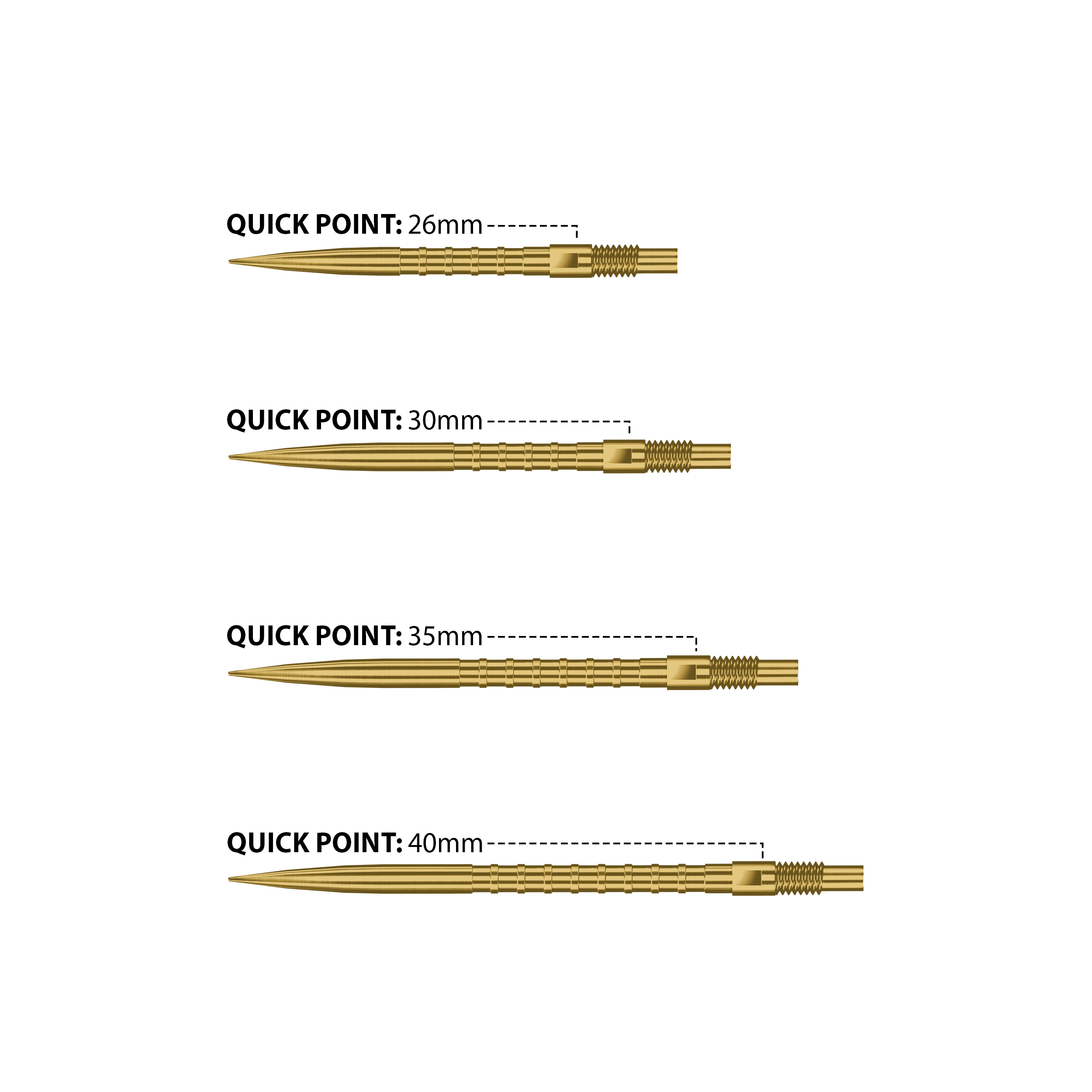 Harrows HM Grip - Quick Points - 26mm 30mm 35mm 40mm - Gold