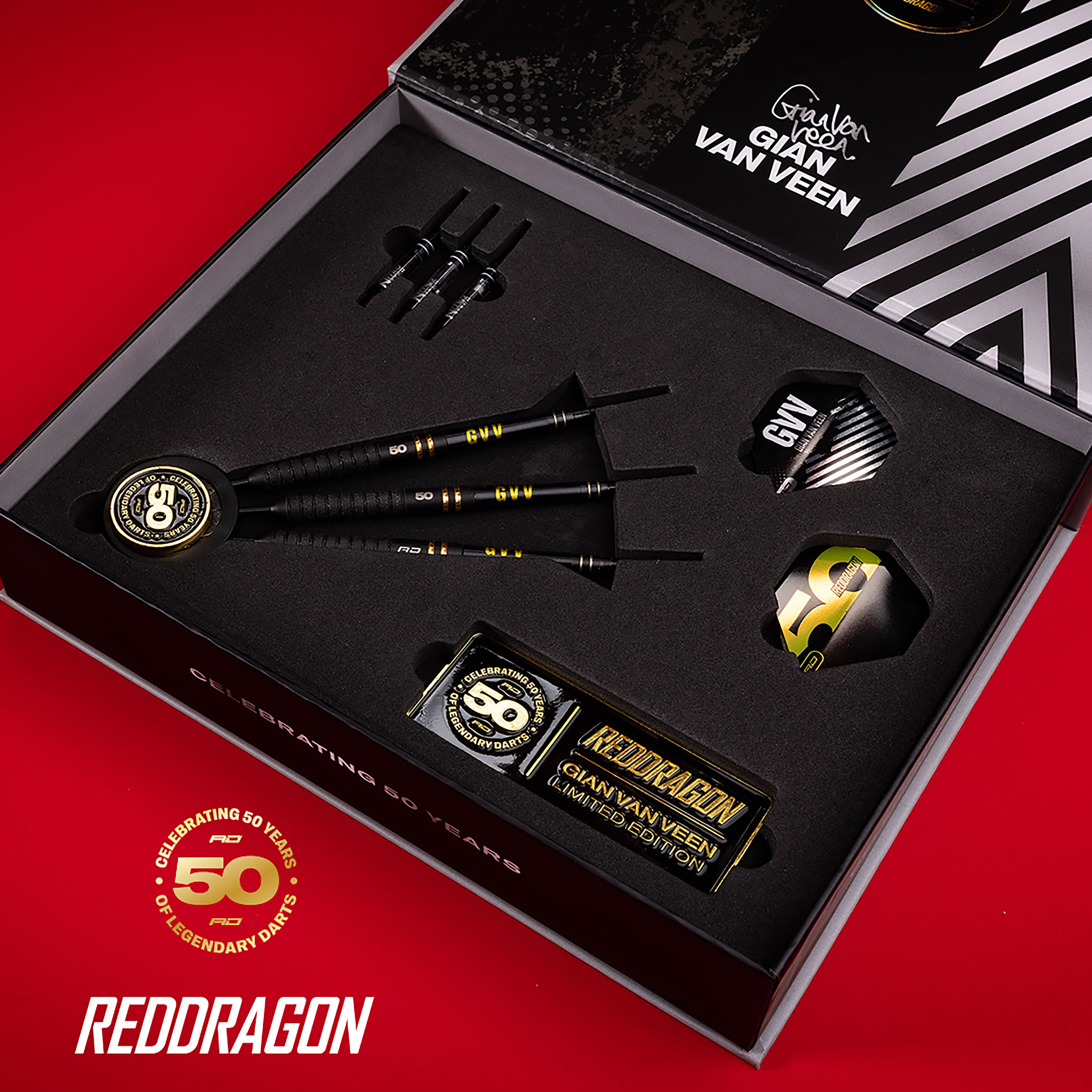 Red Dragon Gian Van Veen - 50 Years Player Edition - 90% Tungsten Darts - 21g
