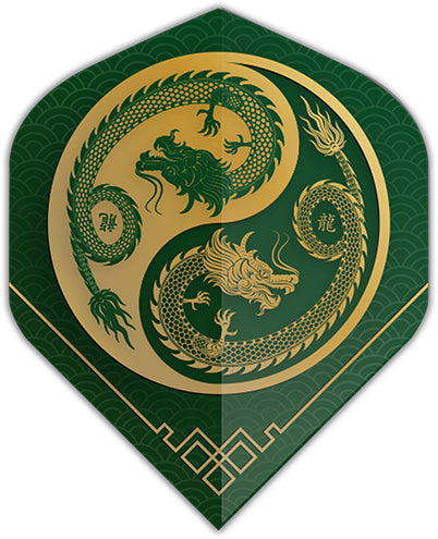Dragon 100 Micron Standard No2 Shape Dart Flights - Green and Gold