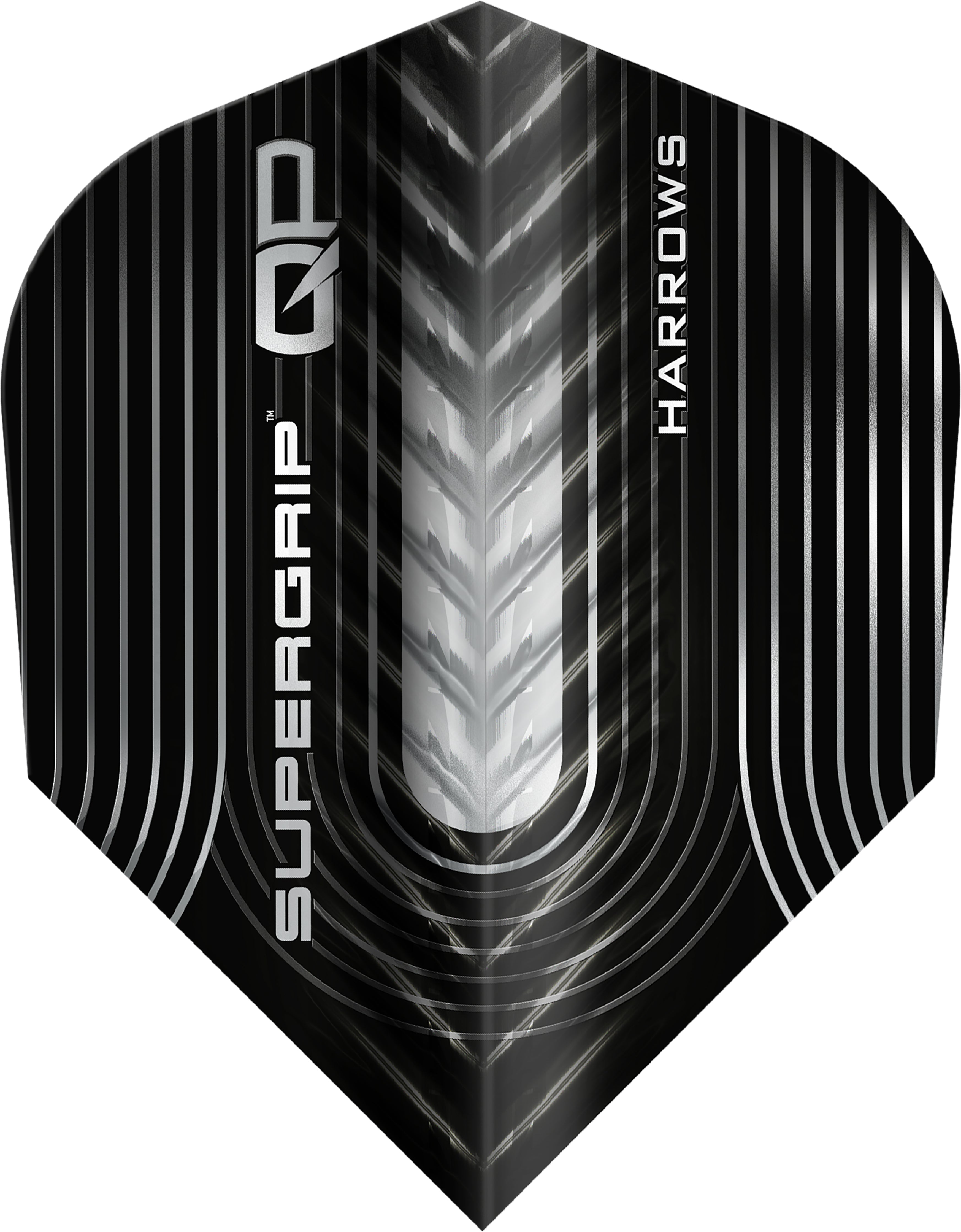 Harrows Supergrip QP Dart Flights - No6 Standard Shape - Black/Silver