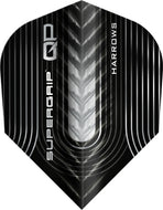Harrows Supergrip QP Dart Flights - No6 Standard Shape - Black/Silver