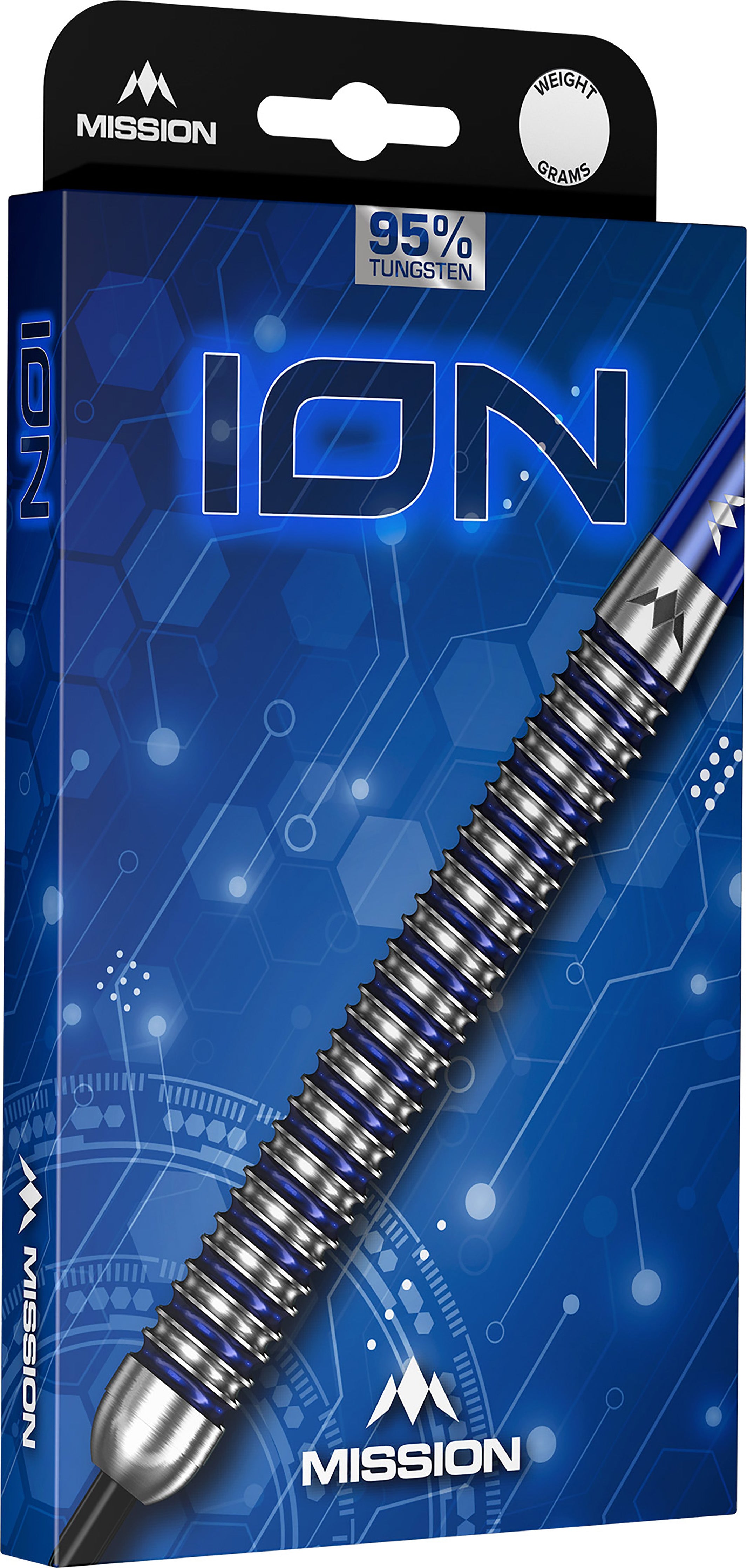 Mission ION Darts - Steel Tip - 95% Tungsten - Blue & Silver - 22g - 30g
