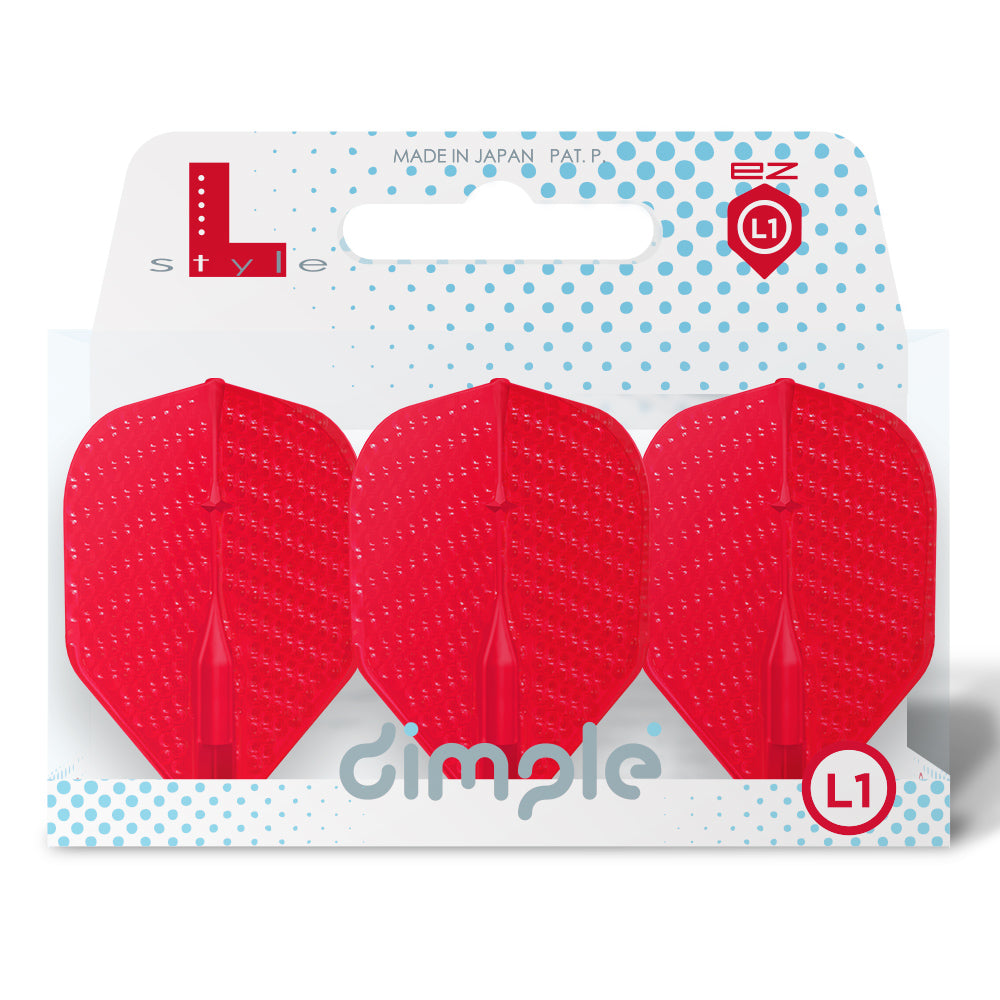L-Style - L1 - EZ - Dimple Dart Flights - Integrated Champagne Rings - Red