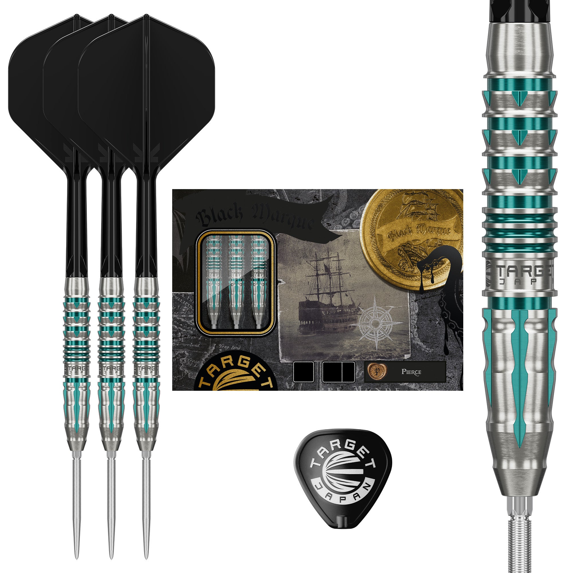 Target Japan - Black Marque Pierce - 90% Tungsten Swiss Points Darts - 22g 24g