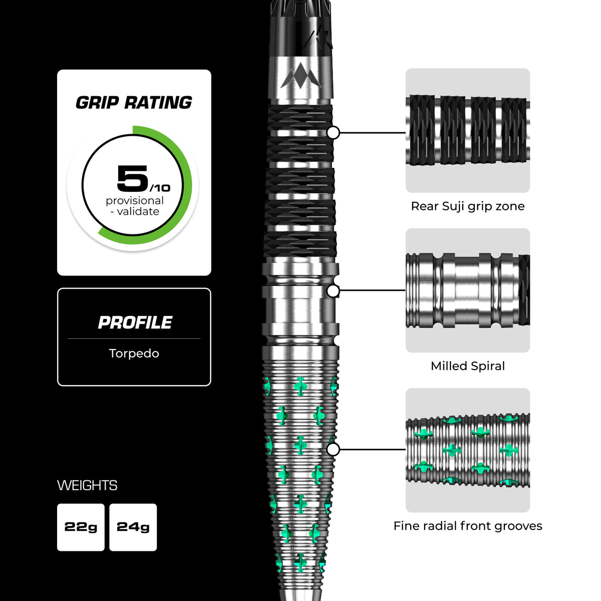 Mission Mantis R2.5 - 95% Tungsten Steel Tip Darts - 22g 24g