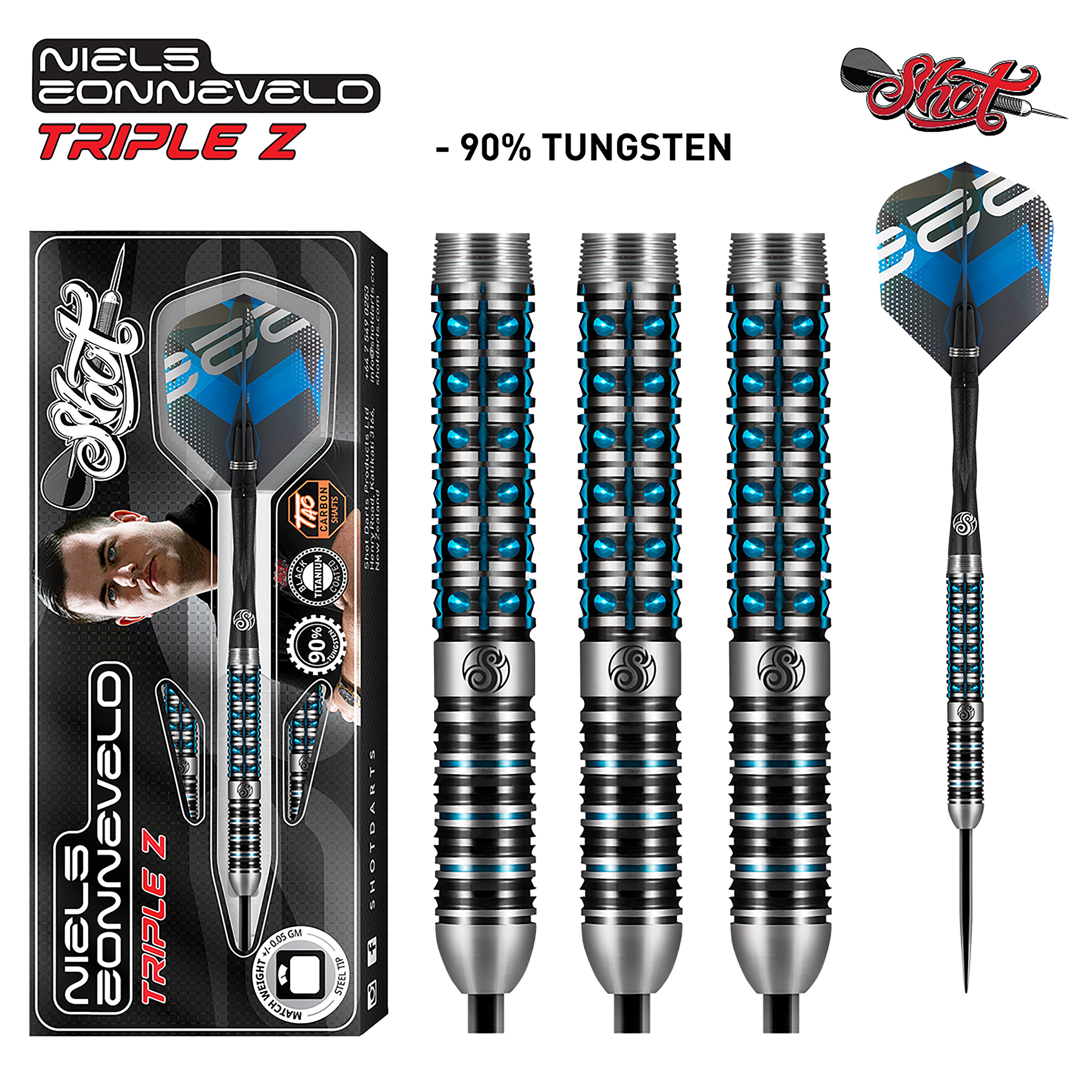 Shot Niels Zonneveld - Steel Tip Darts - 90% Tungsten - 23g