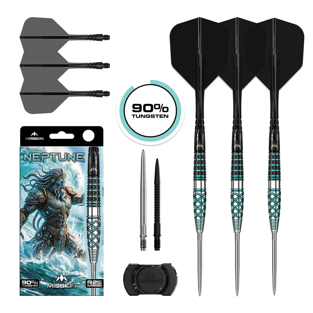 Mission Neptune R2.5 - 90% Tungsten Steel Tip Darts - 21g 23g 25g