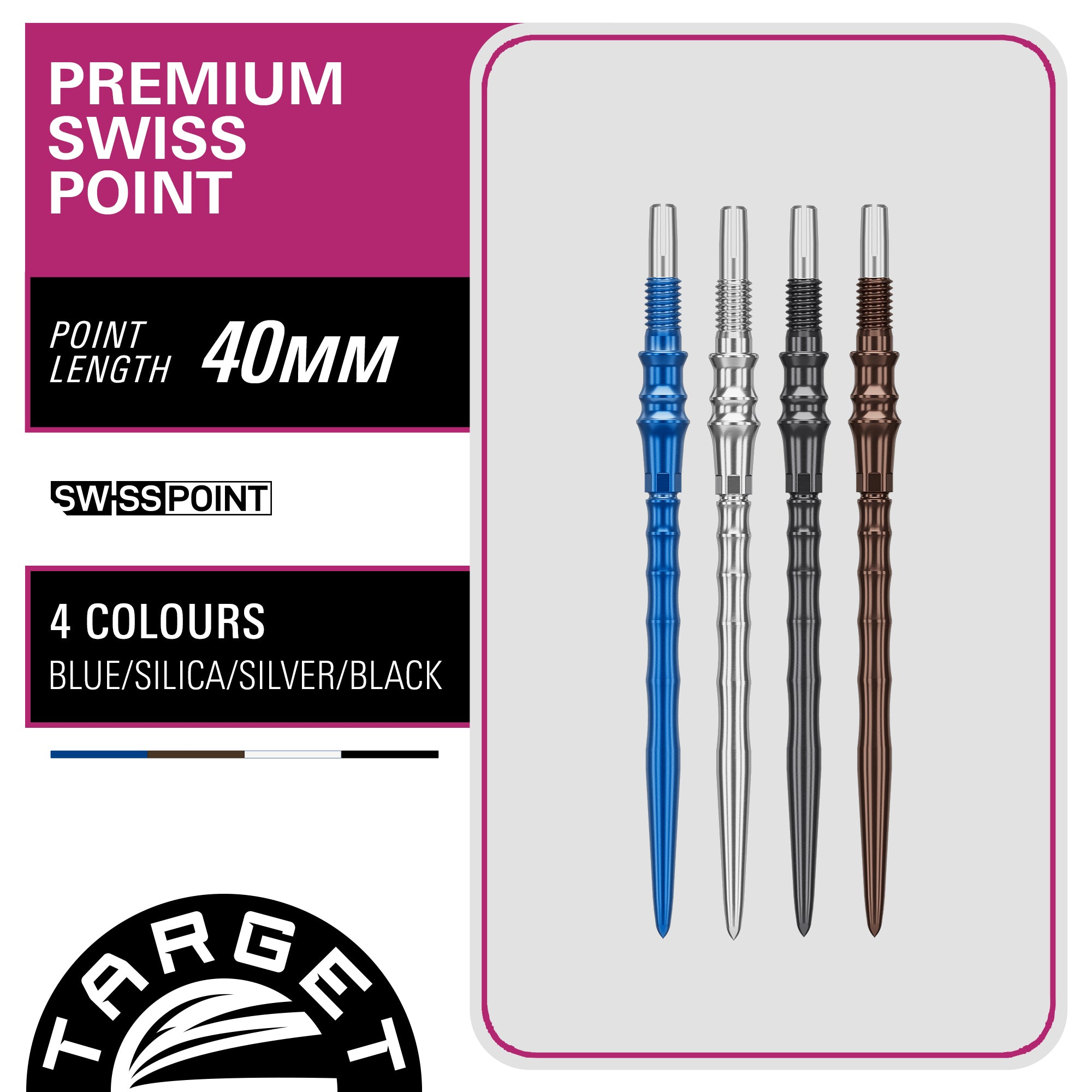 Target Japan Premium Swiss Points - Silica, Black, DLC Blue & Silver - 30mm 35mm 40mm