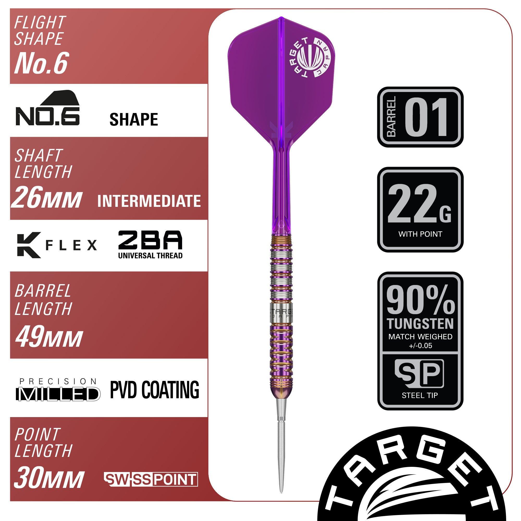 Target Japan Endeavour Gen 2 Darts - 90% Tungsten - Swiss Point - 22g 24g